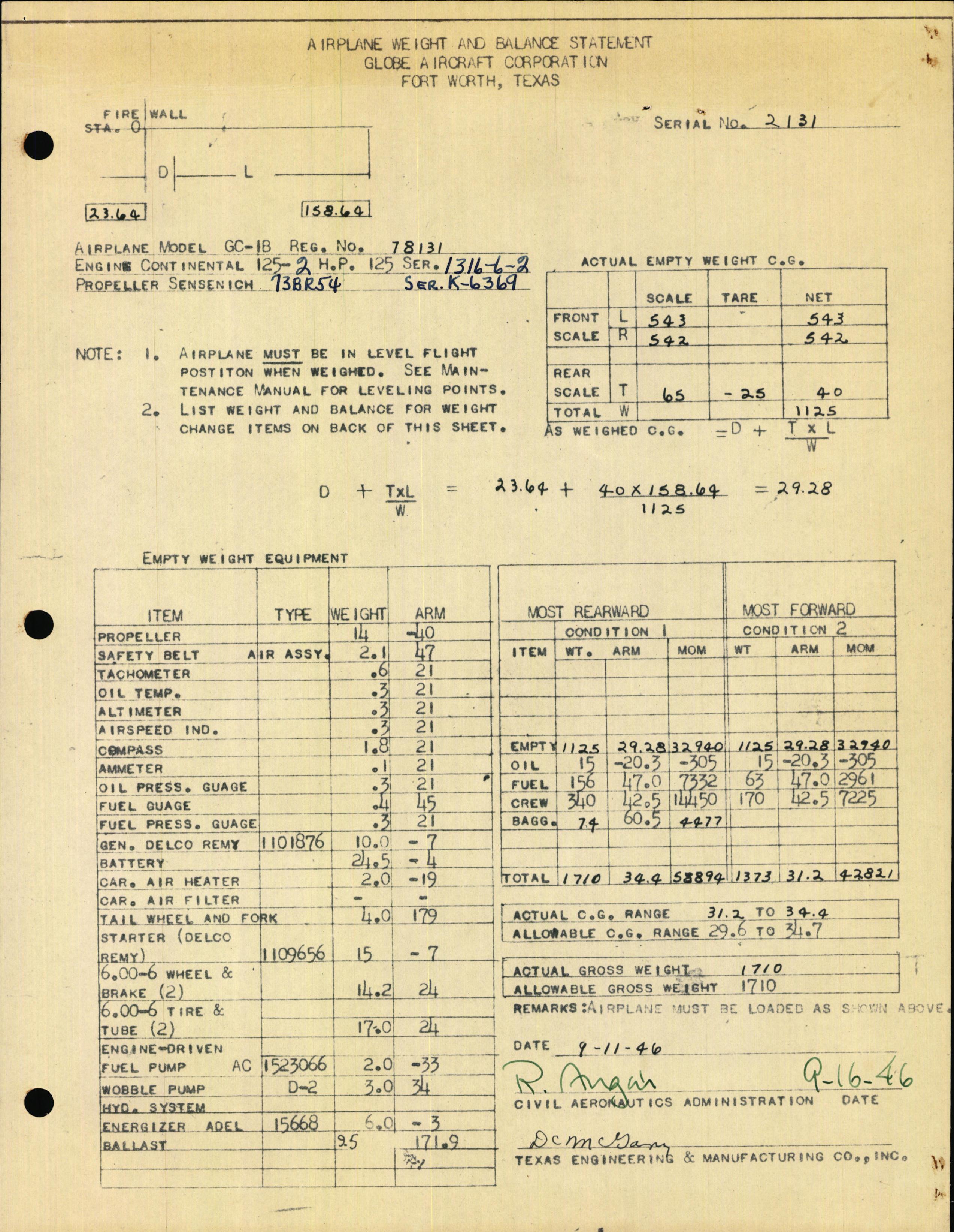 Sample page 3 from AirCorps Library document: Technical Information for Serial Number 2131