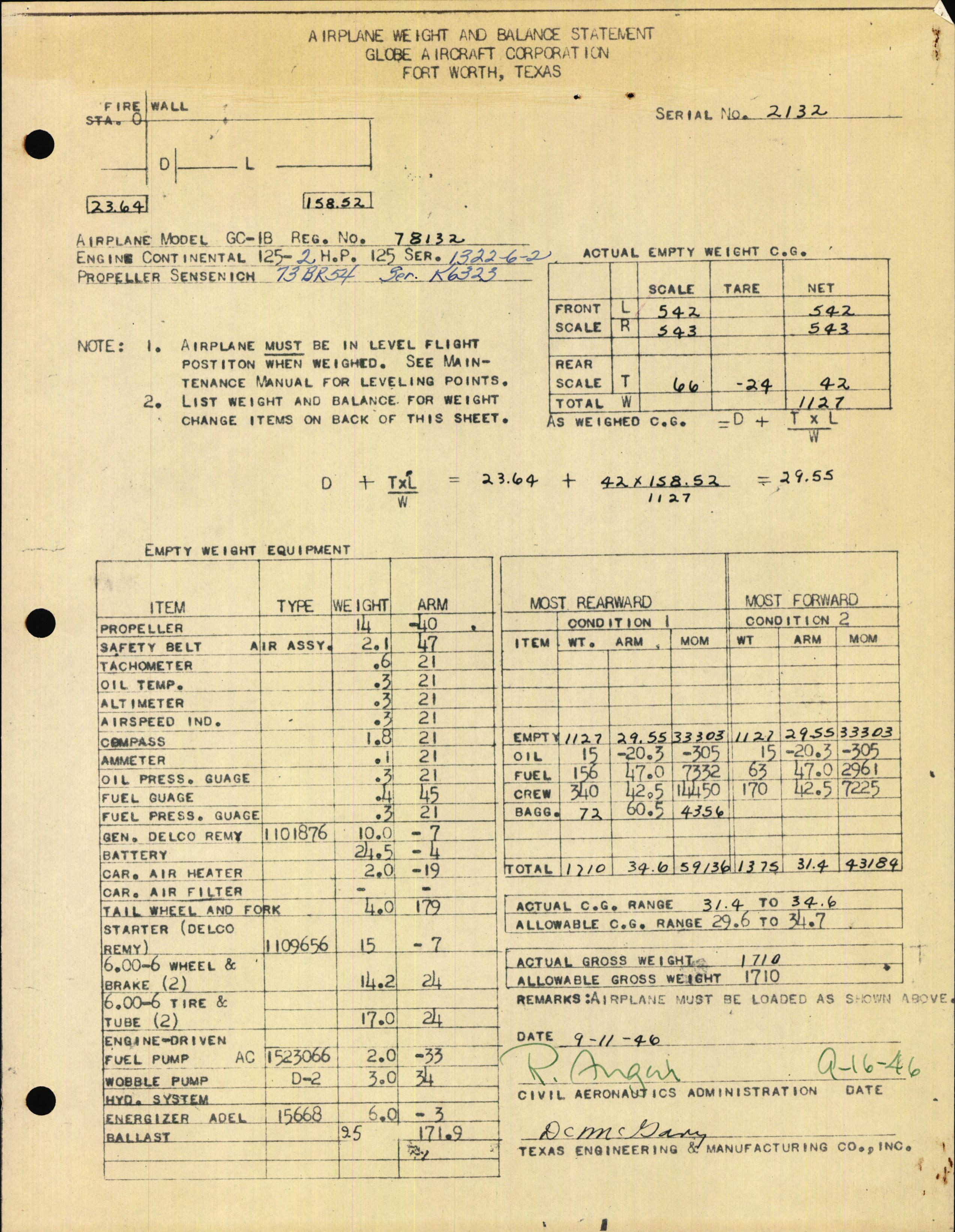Sample page 3 from AirCorps Library document: Technical Information for Serial Number 2132