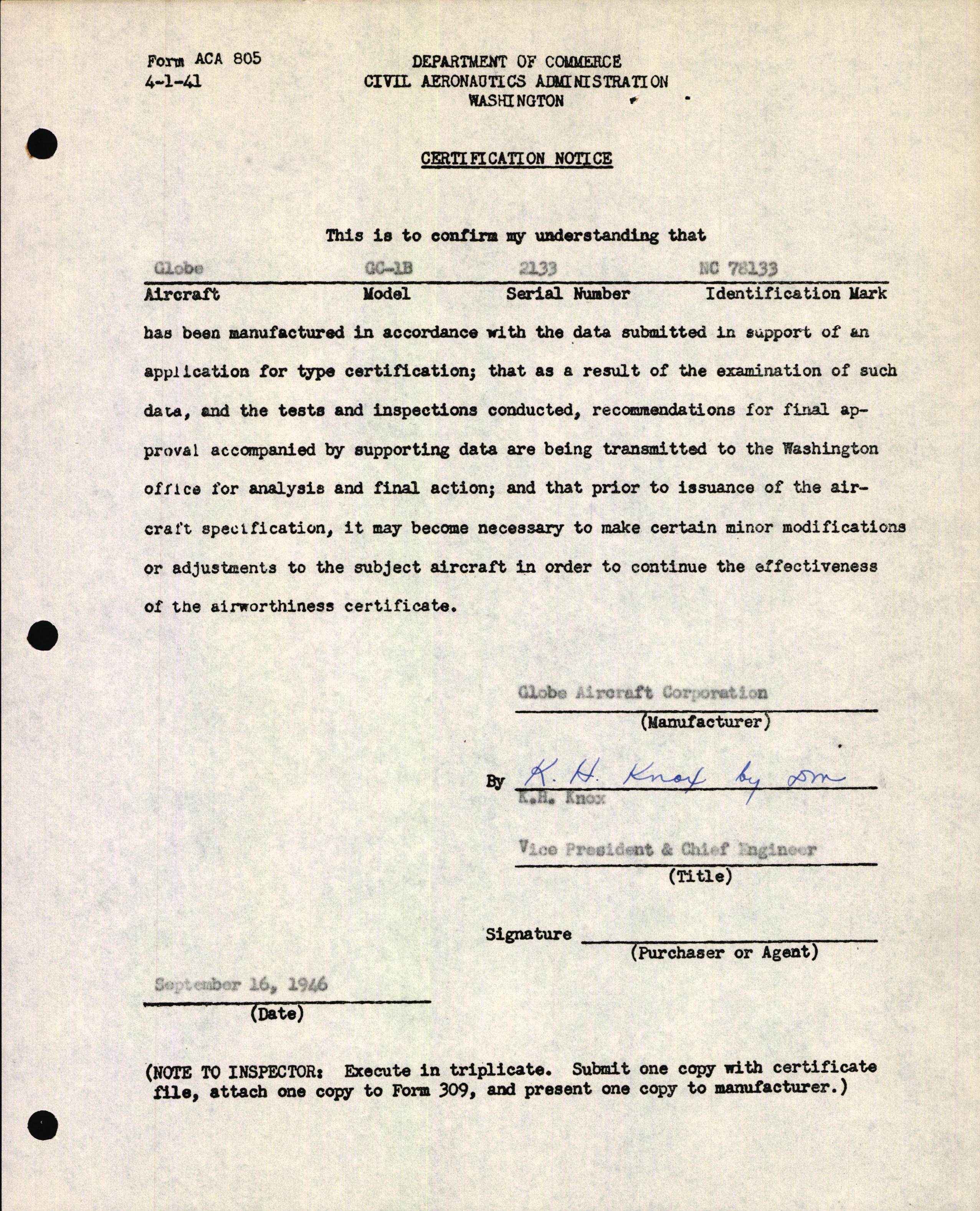 Sample page 3 from AirCorps Library document: Technical Information for Serial Number 2133