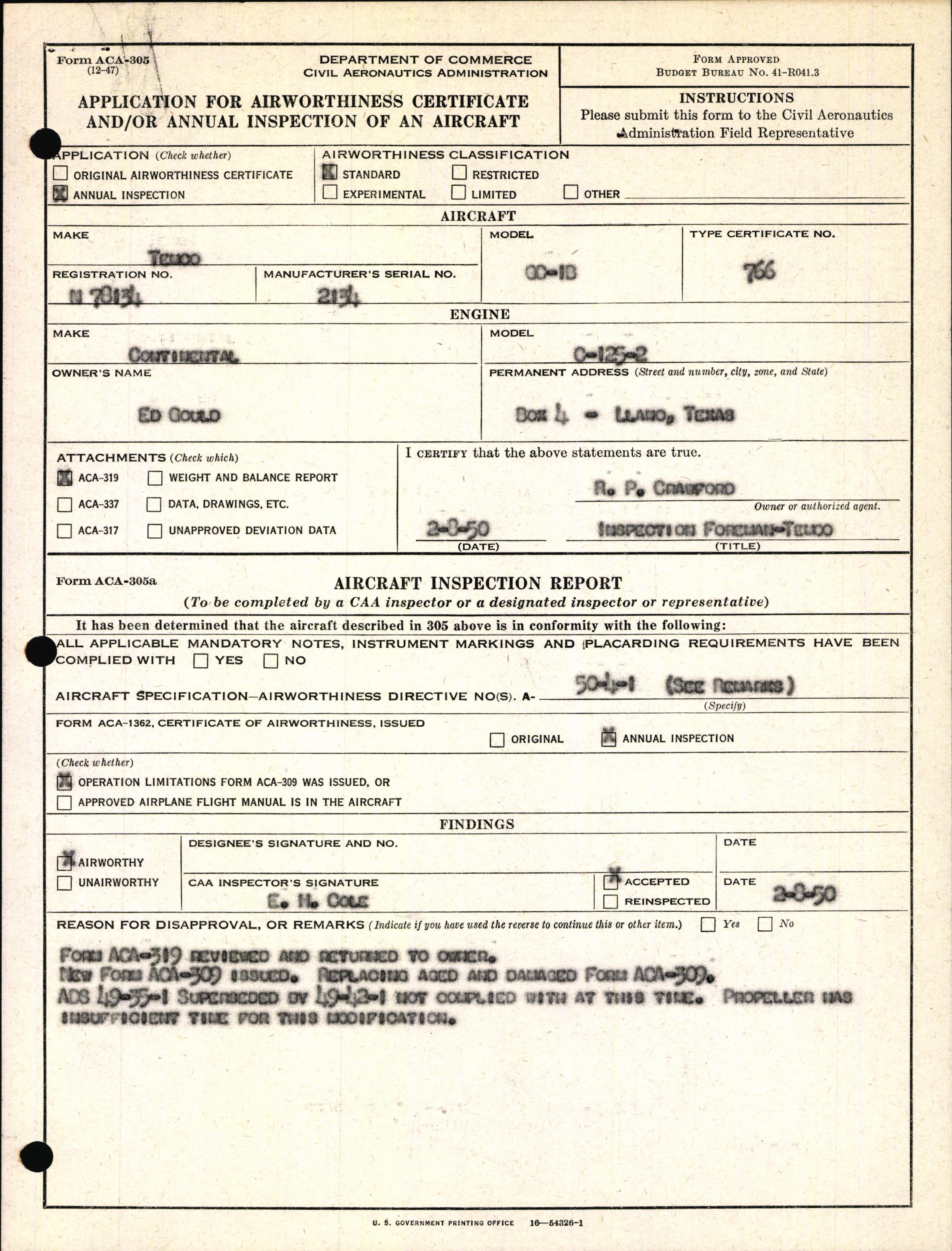 Sample page 3 from AirCorps Library document: Technical Information for Serial Number 2134