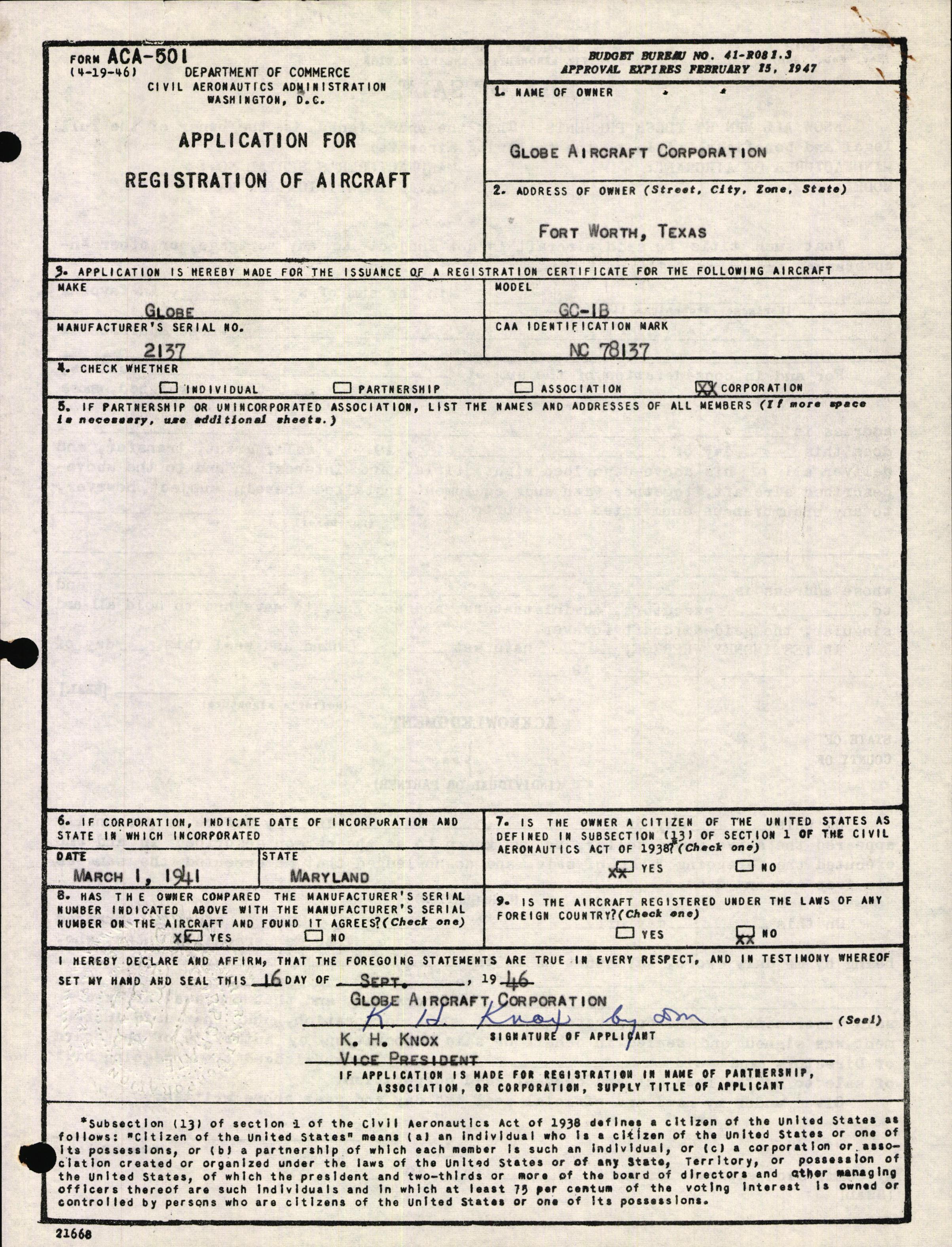 Sample page 3 from AirCorps Library document: Technical Information for Serial Number 2137