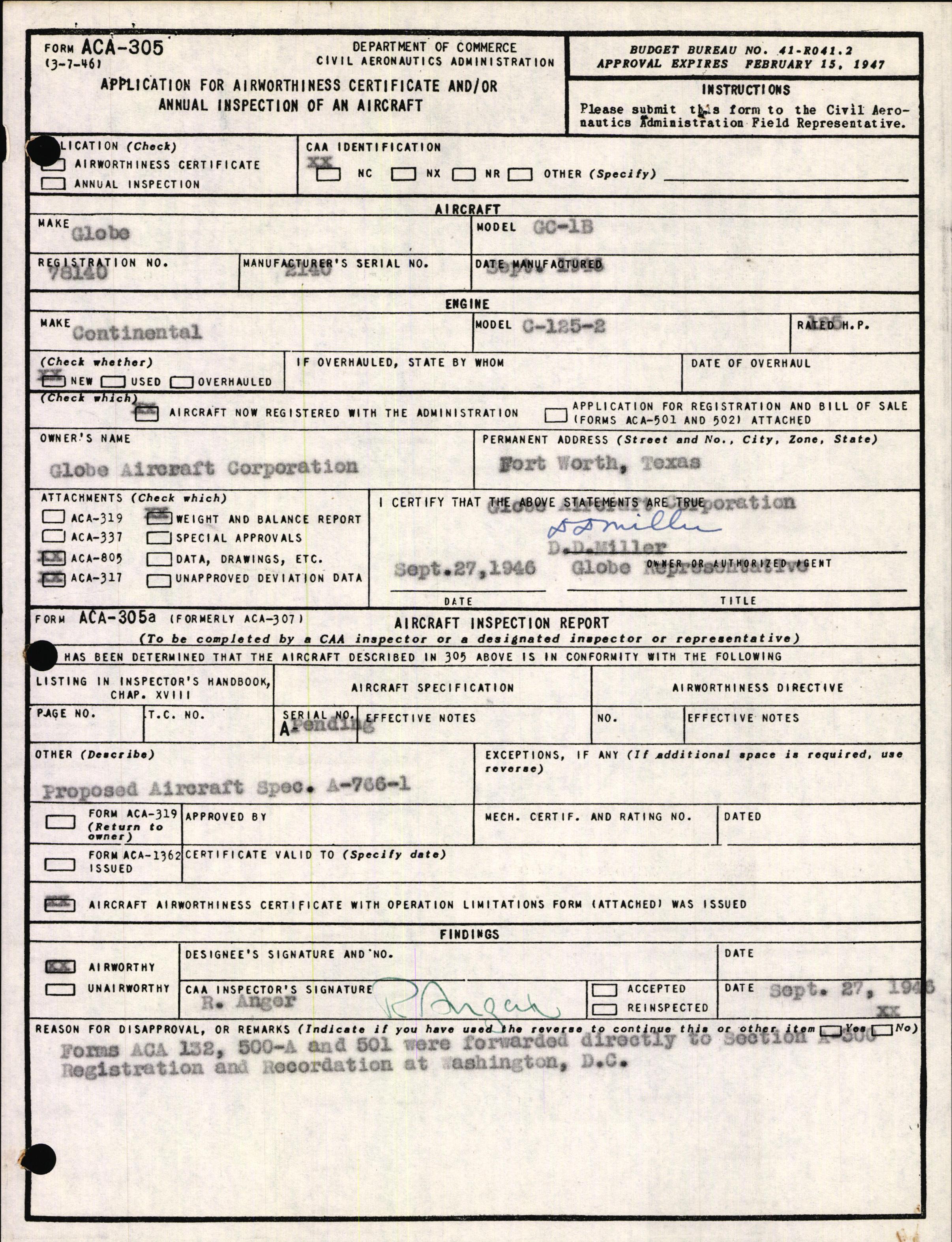 Sample page 3 from AirCorps Library document: Technical Information for Serial Number 2140