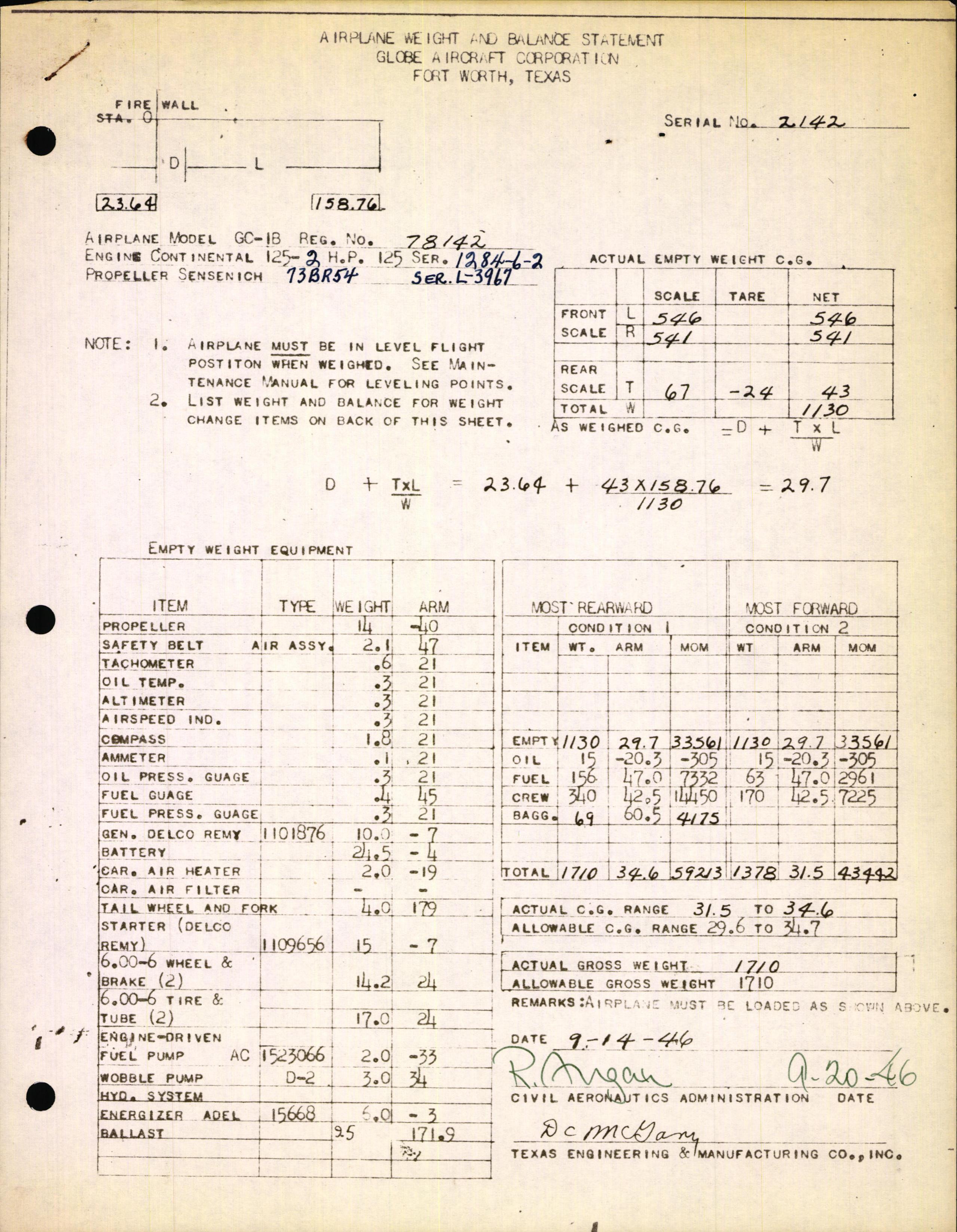 Sample page 3 from AirCorps Library document: Technical Information for Serial Number 2142