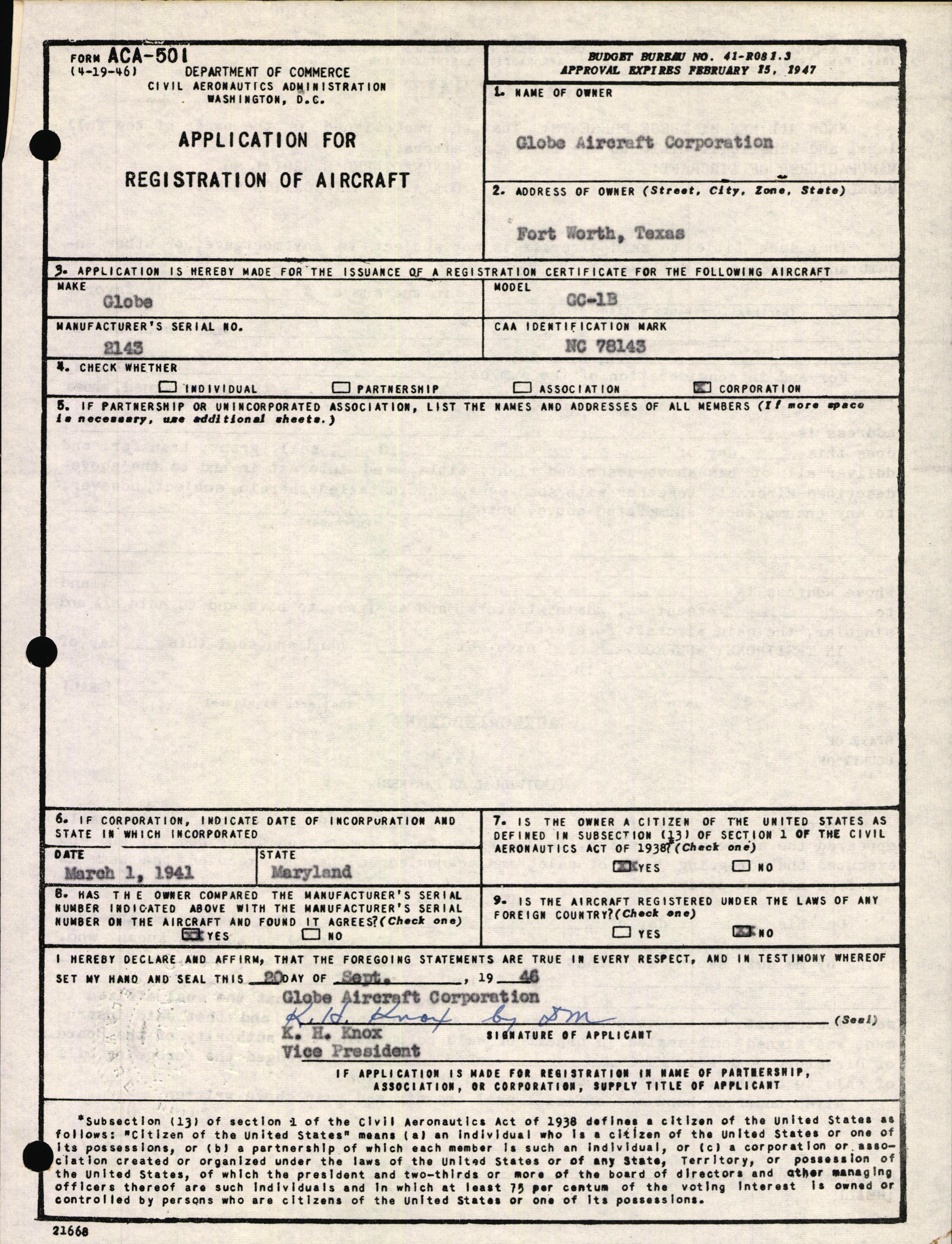 Sample page 3 from AirCorps Library document: Technical Information for Serial Number 2143