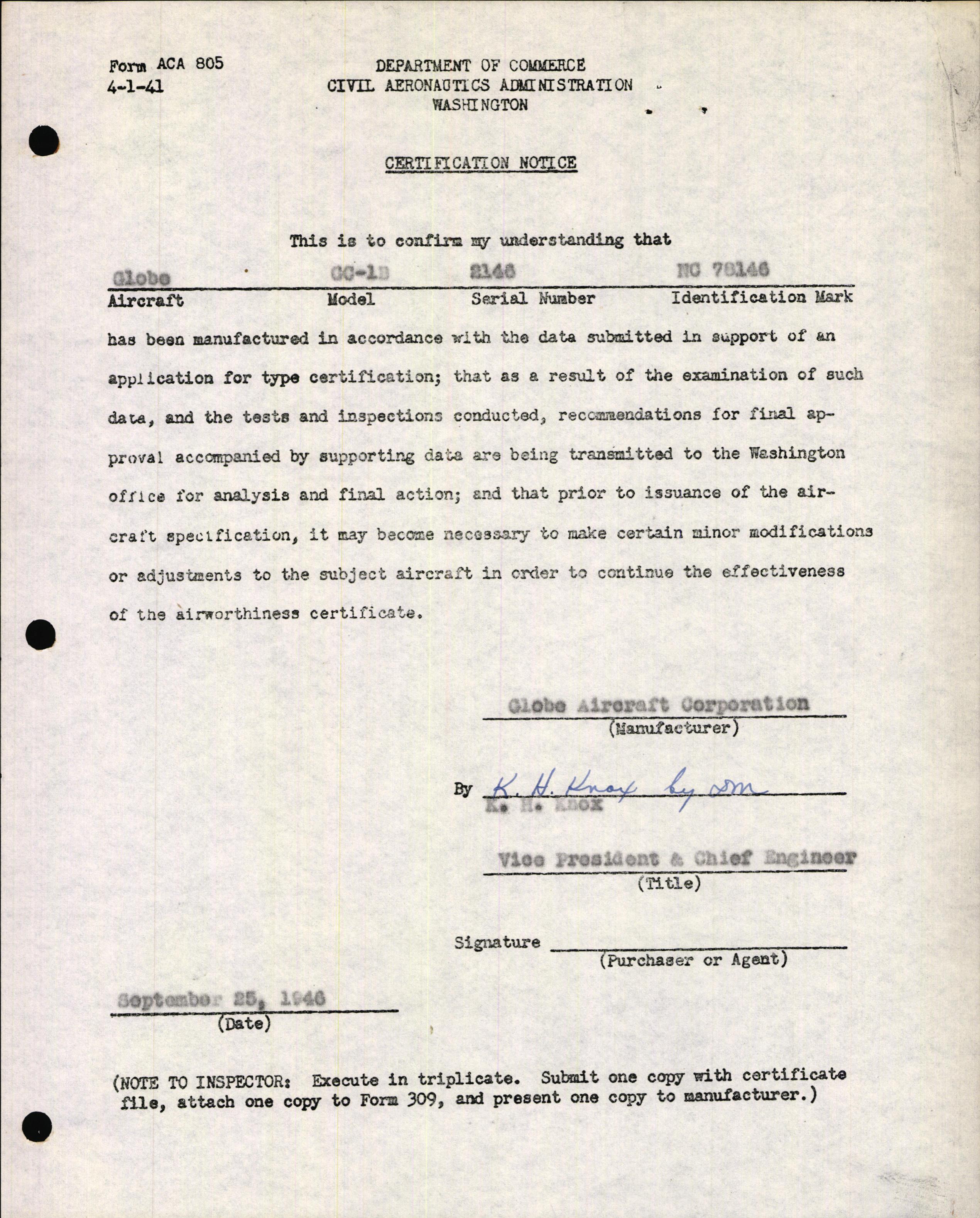 Sample page 3 from AirCorps Library document: Technical Information for Serial Number 2146