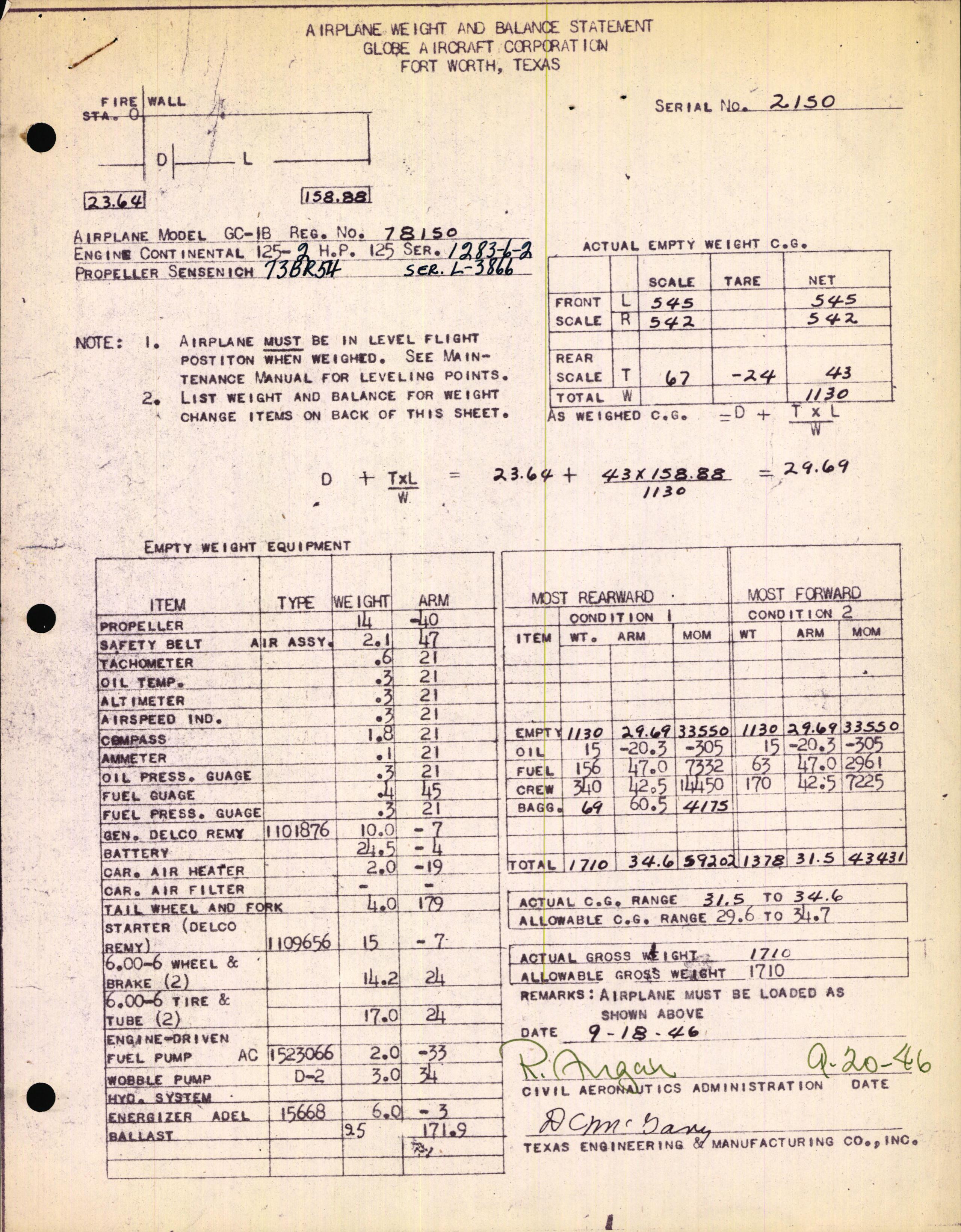 Sample page 3 from AirCorps Library document: Technical Information for Serial Number 2150