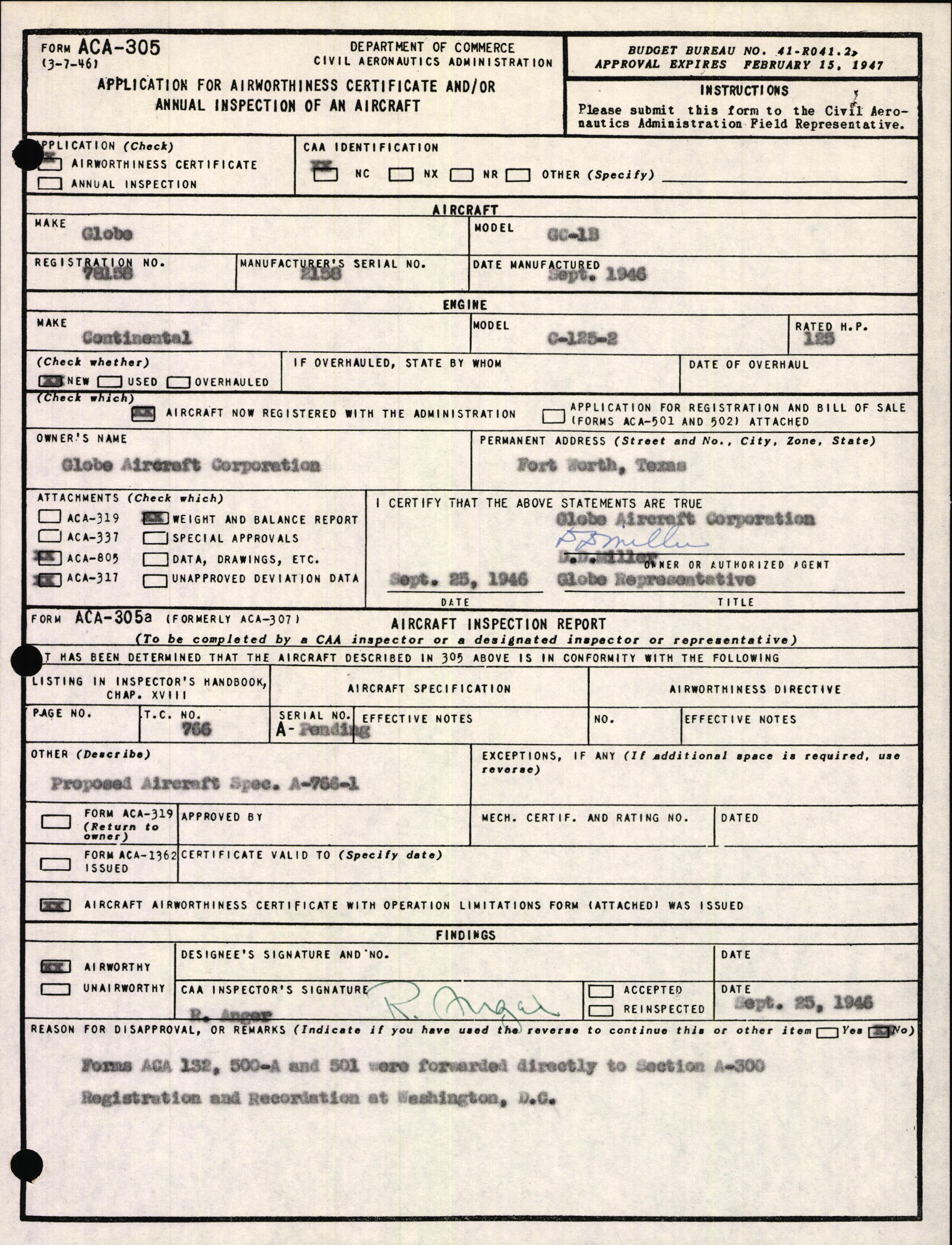 Sample page 3 from AirCorps Library document: Technical Information for Serial Number 2158