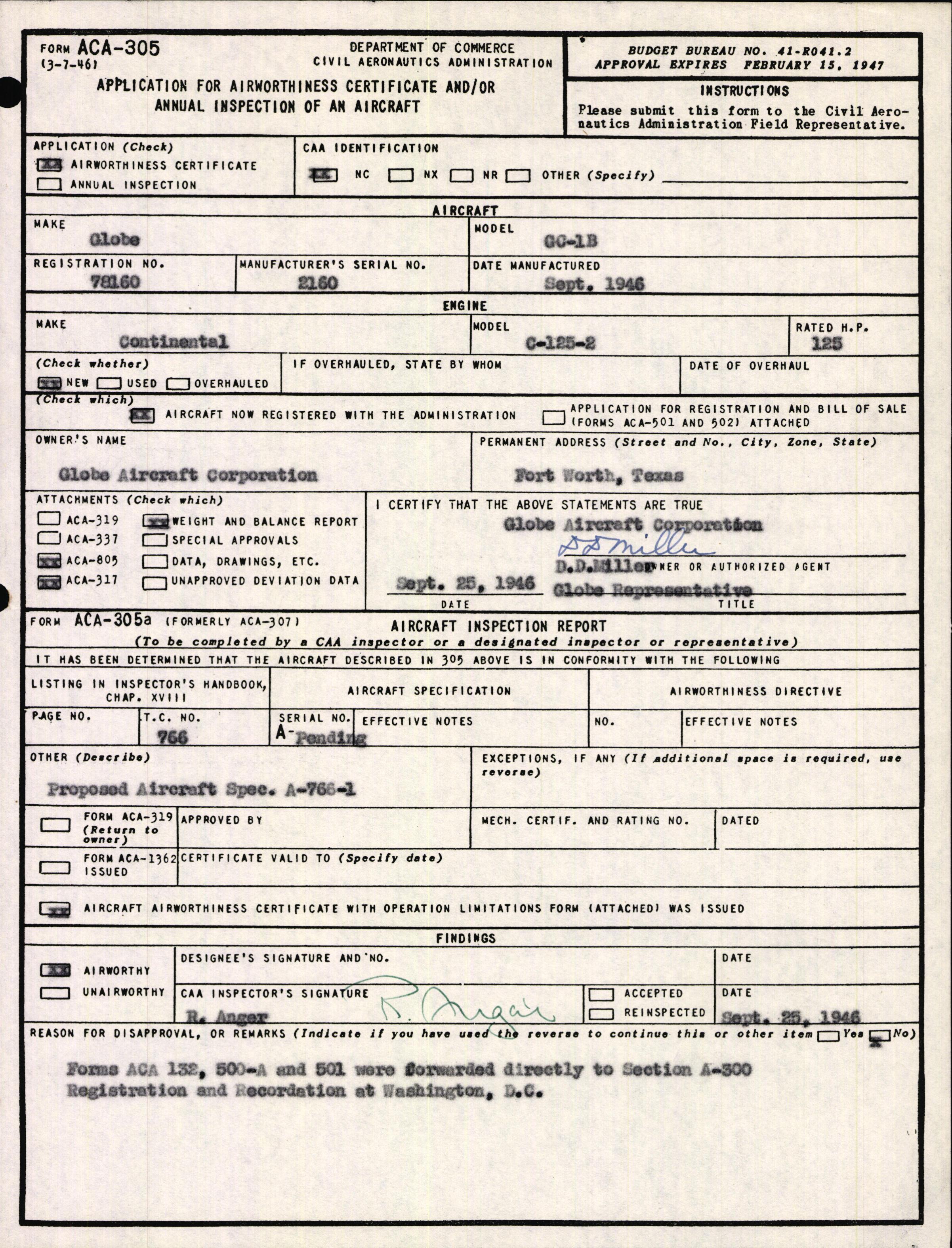 Sample page 3 from AirCorps Library document: Technical Information for Serial Number 2160