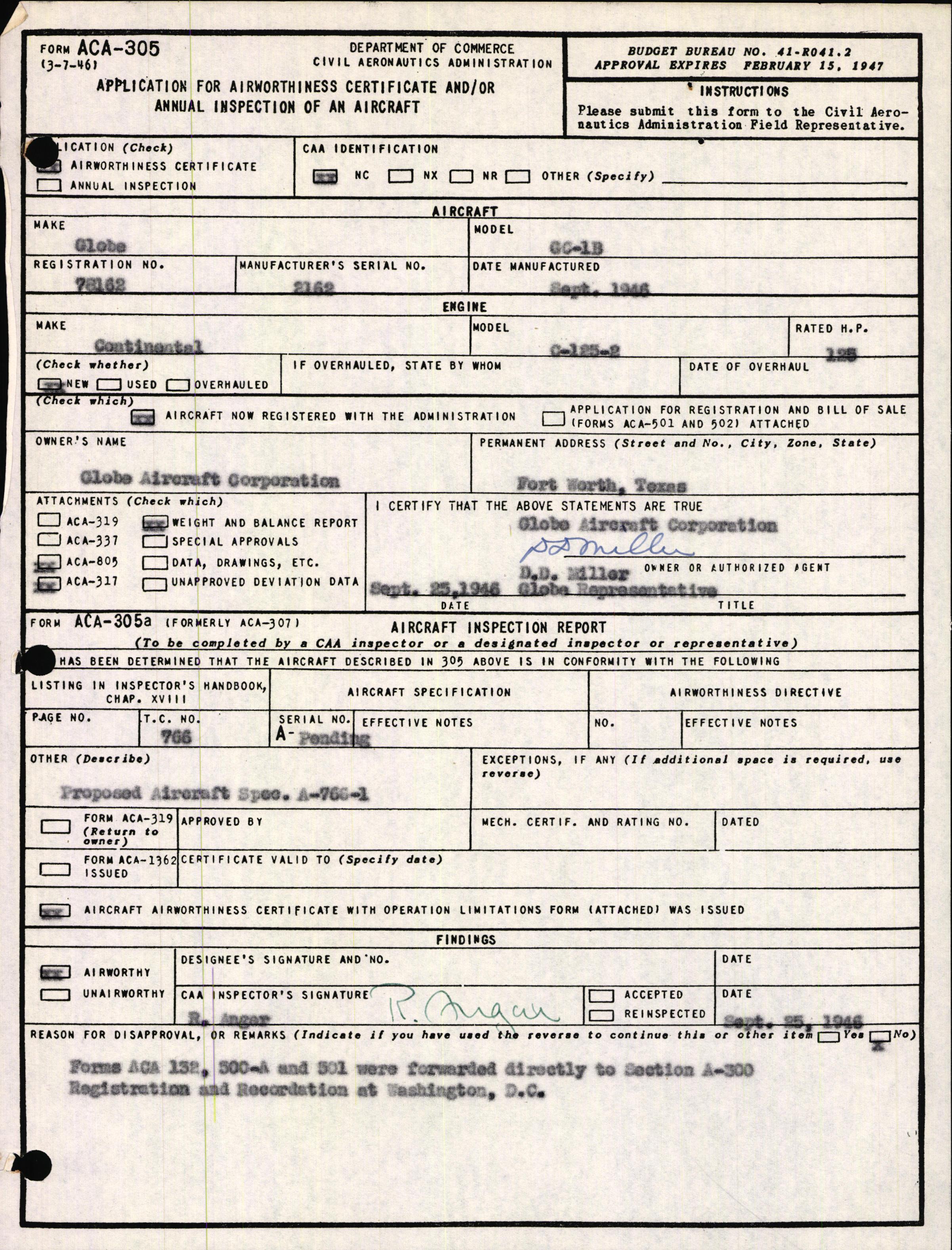 Sample page 3 from AirCorps Library document: Technical Information for Serial Number 2162