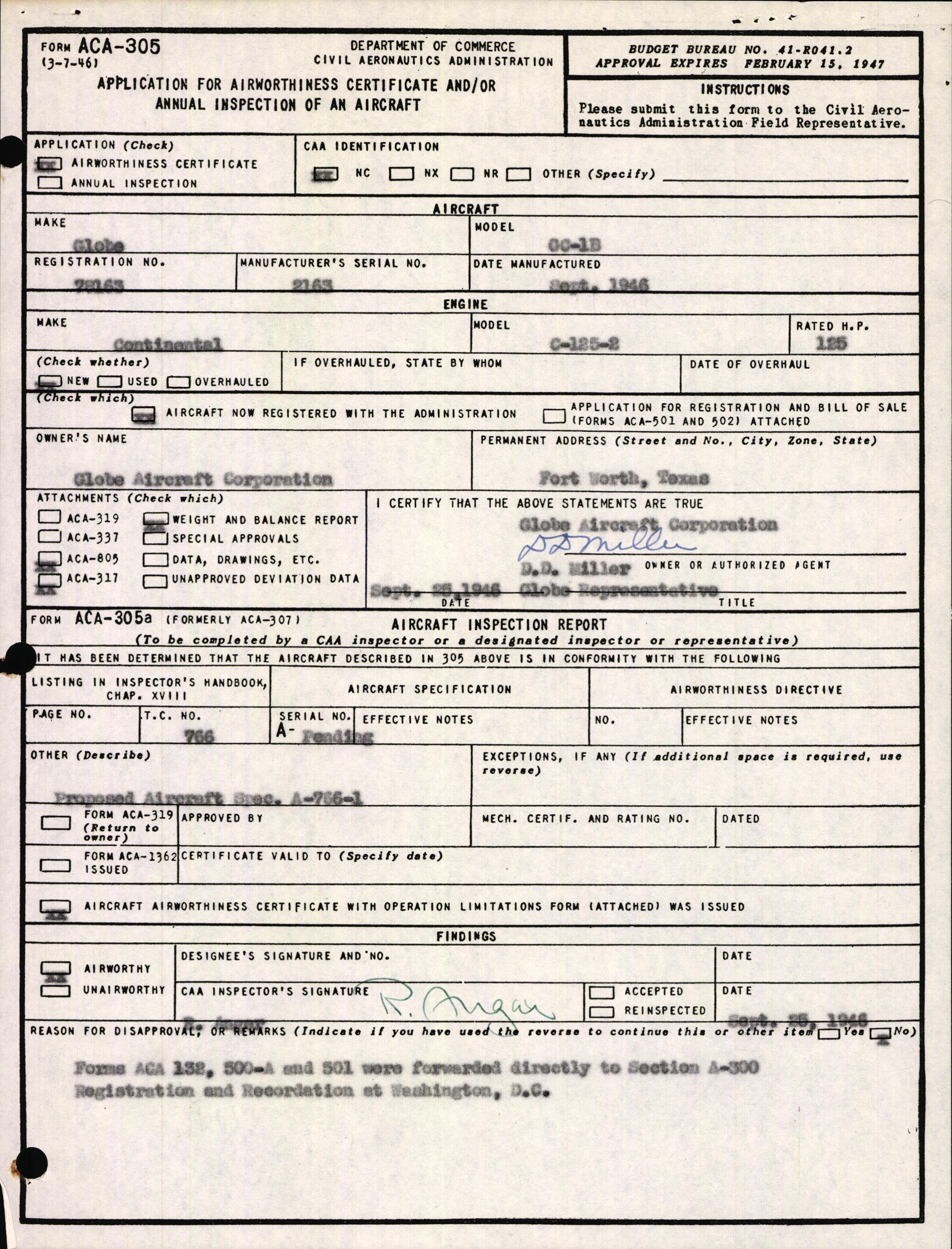 Sample page 3 from AirCorps Library document: Technical Information for Serial Number 2163