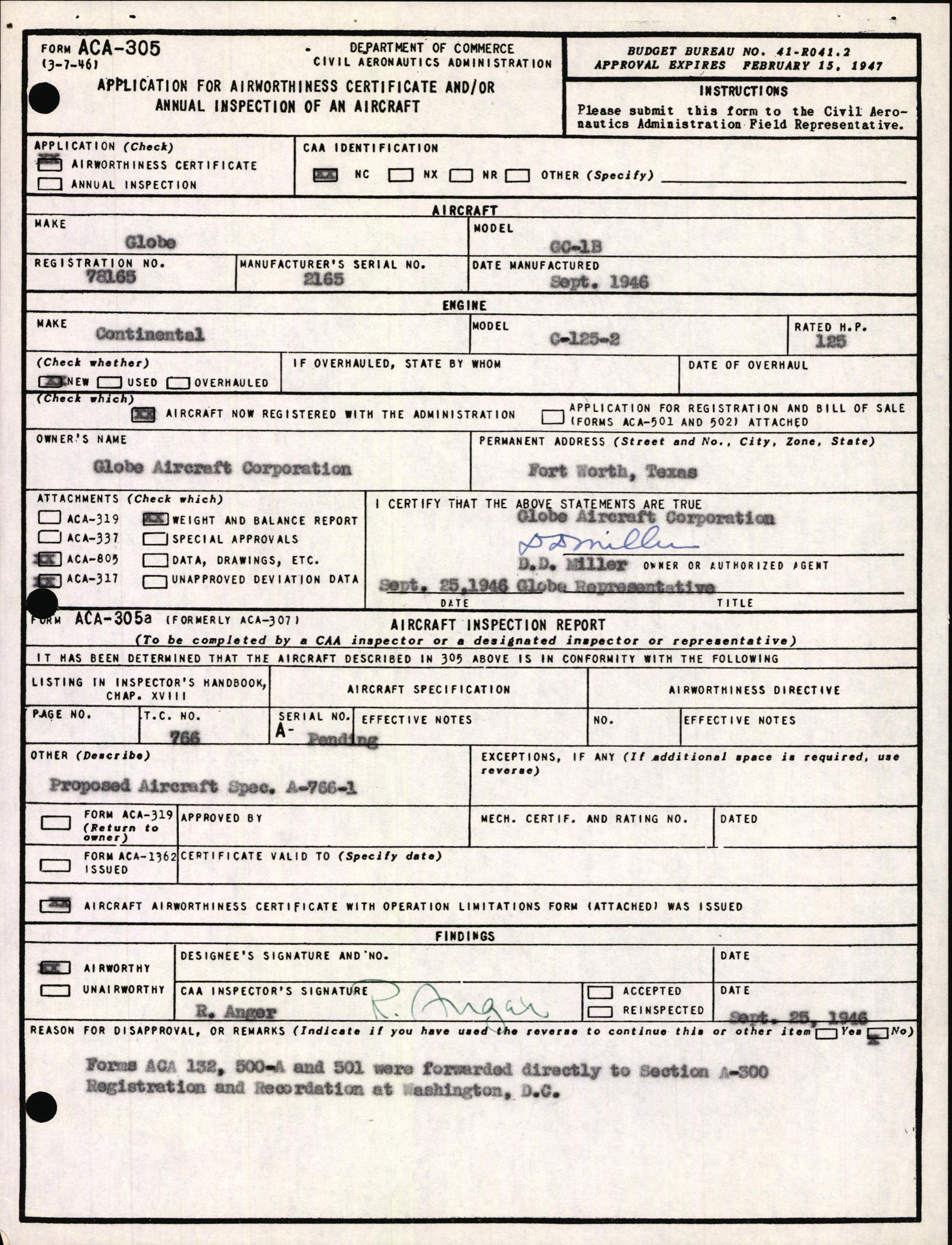 Sample page 3 from AirCorps Library document: Technical Information for Serial Number 2165