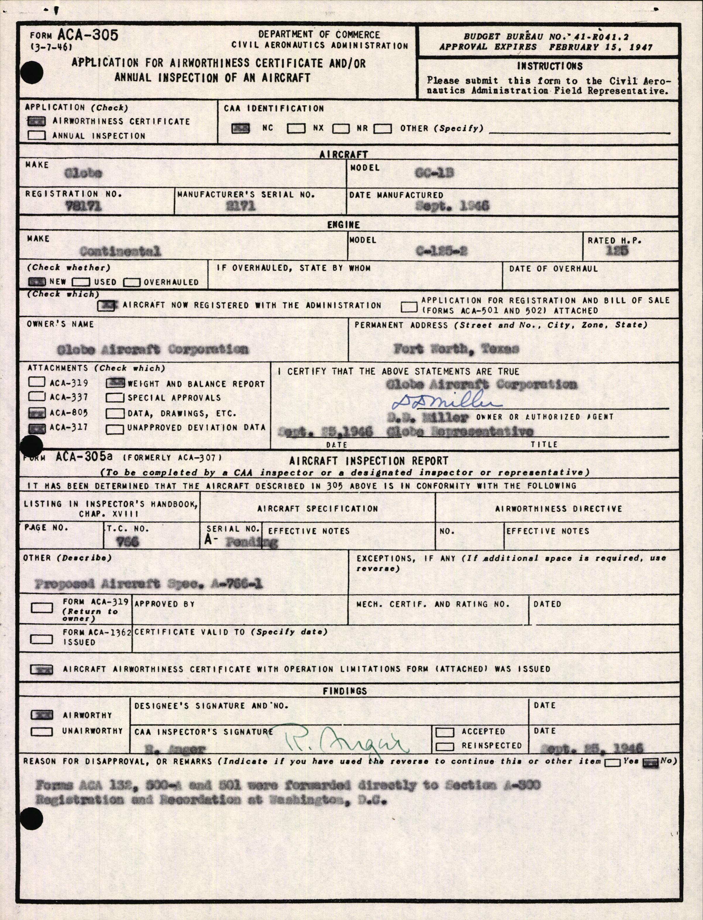 Sample page 3 from AirCorps Library document: Technical Information for Serial Number 2171