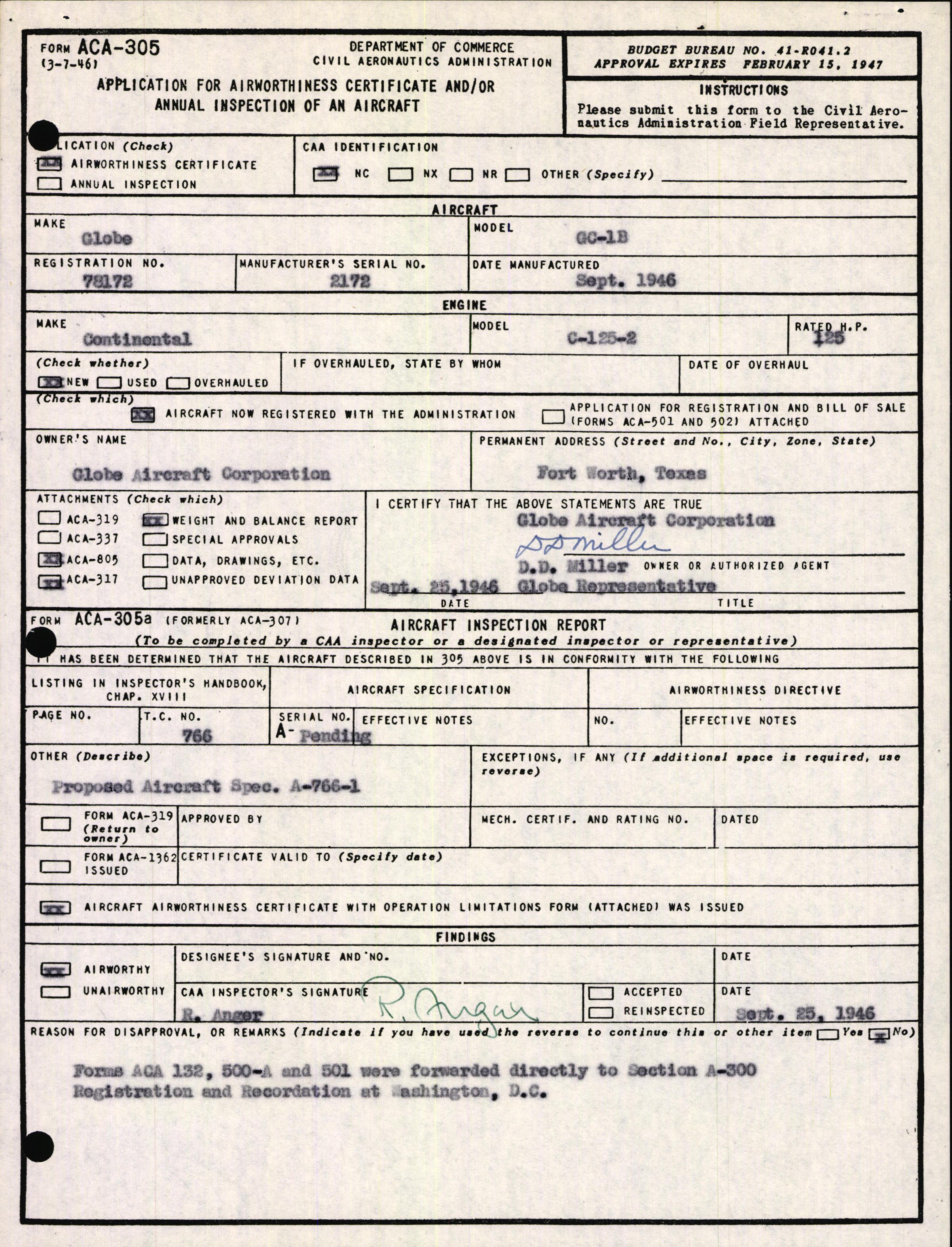 Sample page 3 from AirCorps Library document: Technical Information for Serial Number 2172