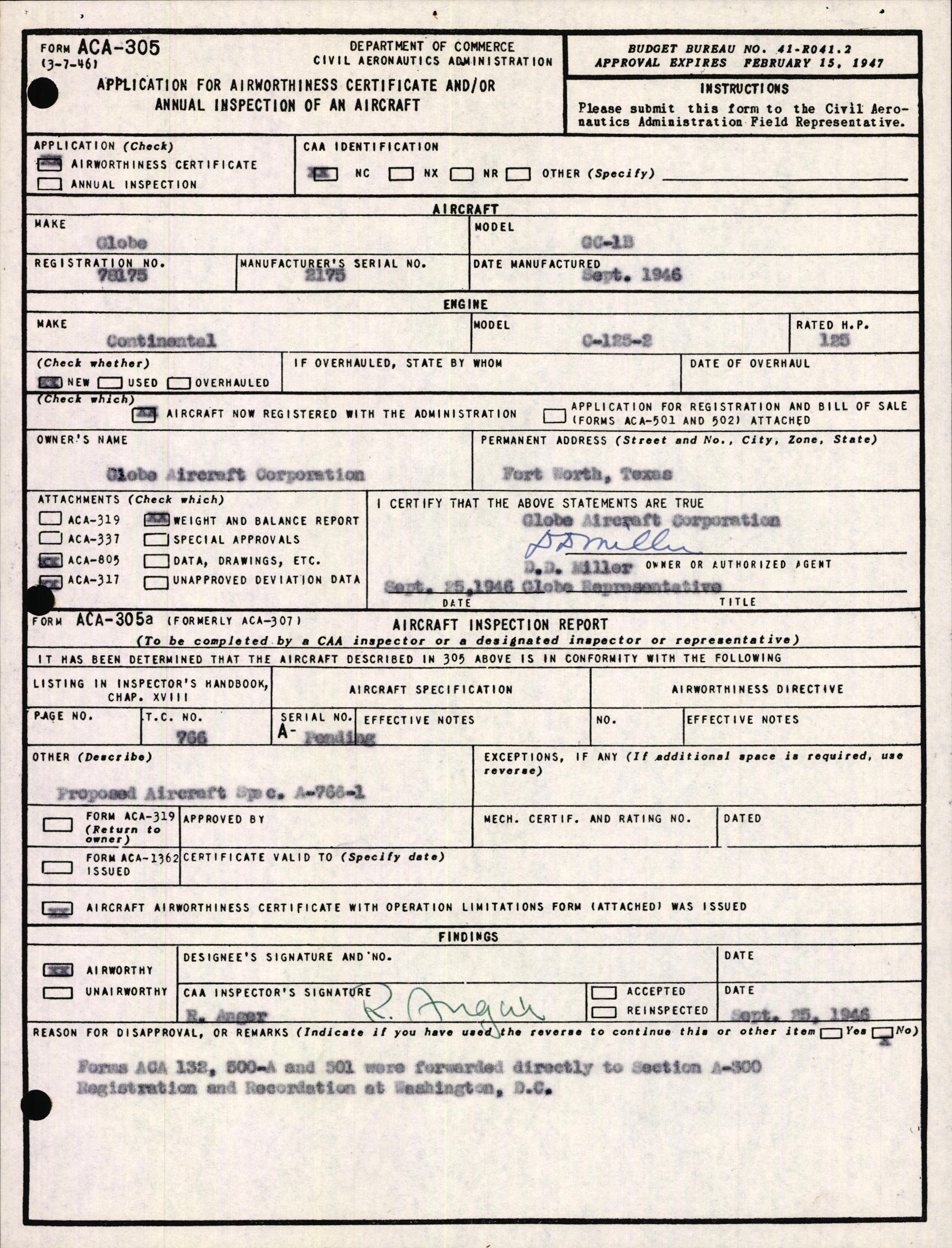 Sample page 3 from AirCorps Library document: Technical Information for Serial Number 2175