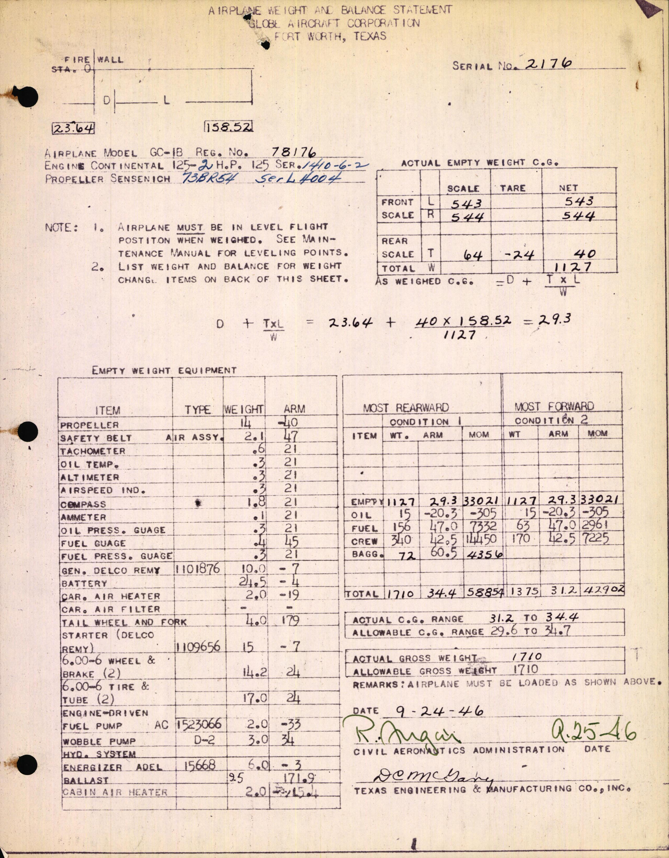 Sample page 3 from AirCorps Library document: Technical Information for Serial Number 2176