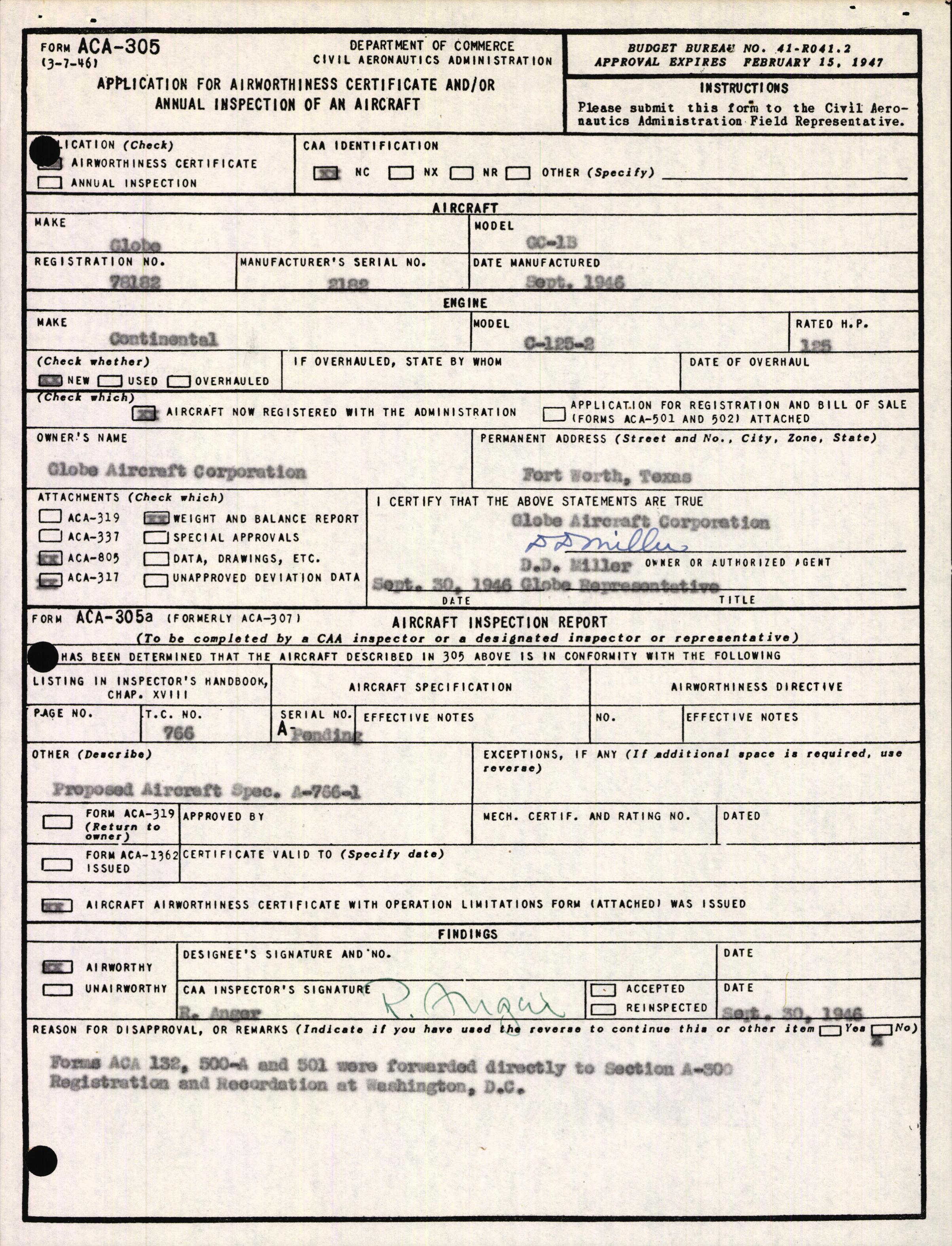 Sample page 3 from AirCorps Library document: Technical Information for Serial Number 2182