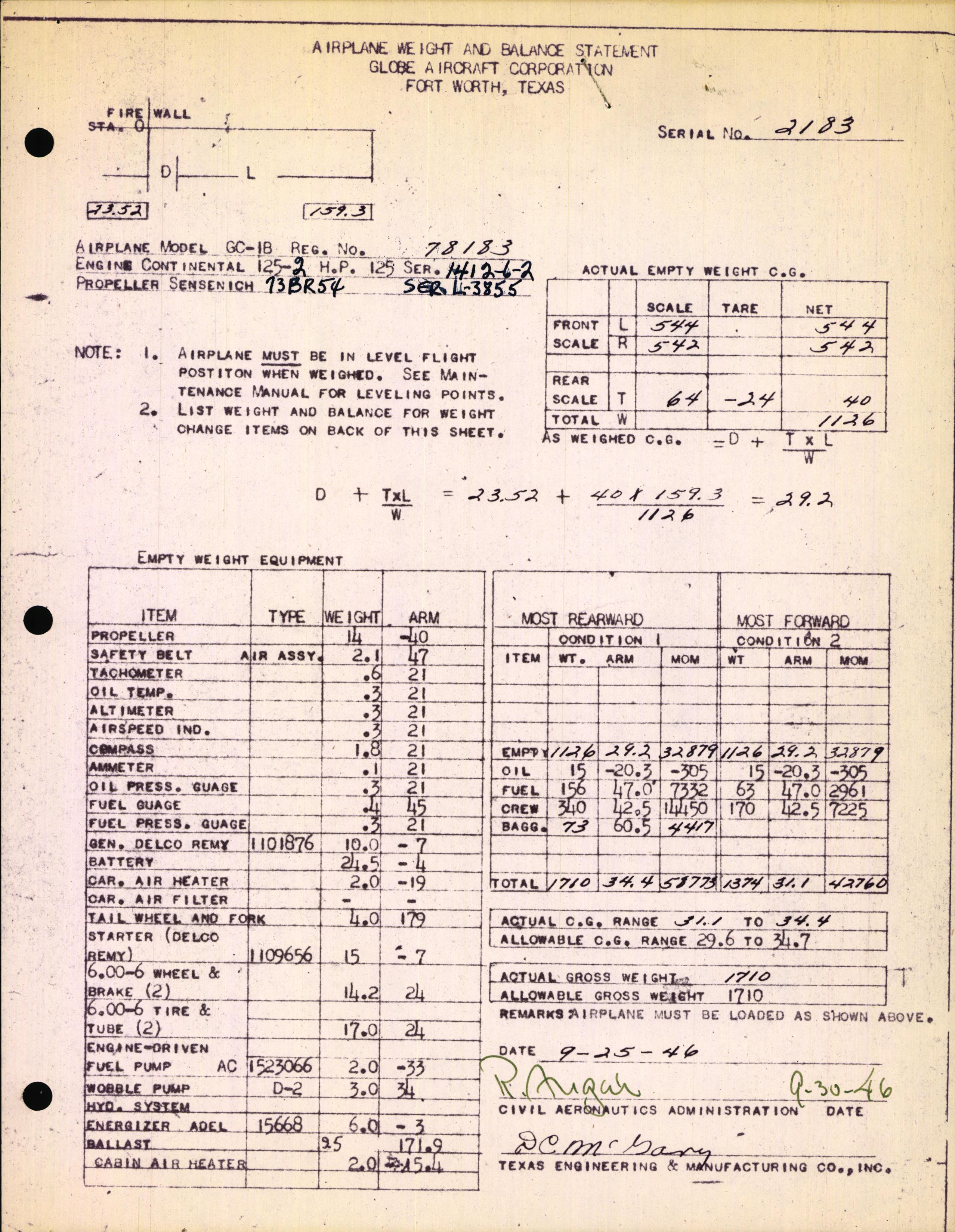 Sample page 3 from AirCorps Library document: Technical Information for Serial Number 2183