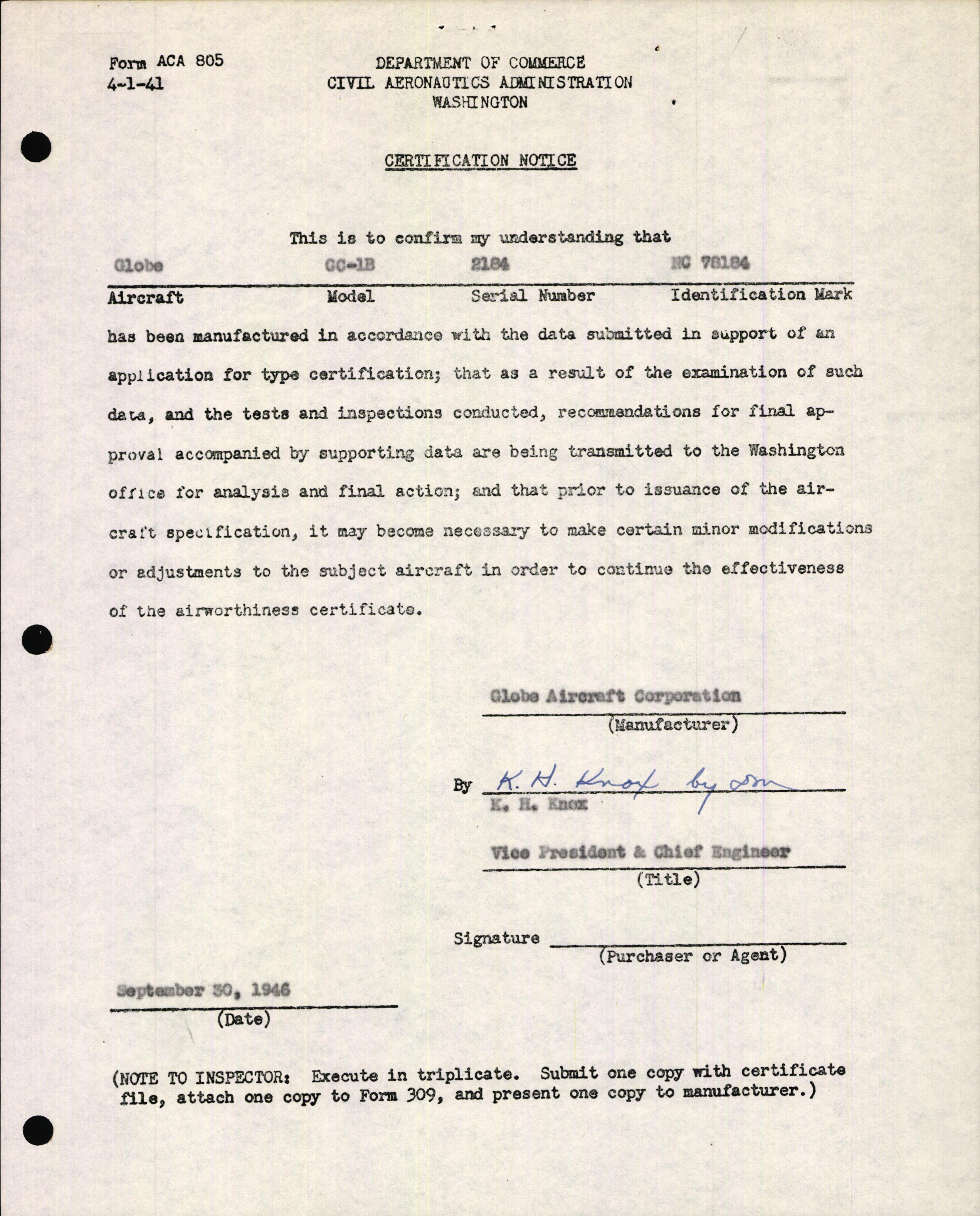 Sample page 3 from AirCorps Library document: Technical Information for Serial Number 2184