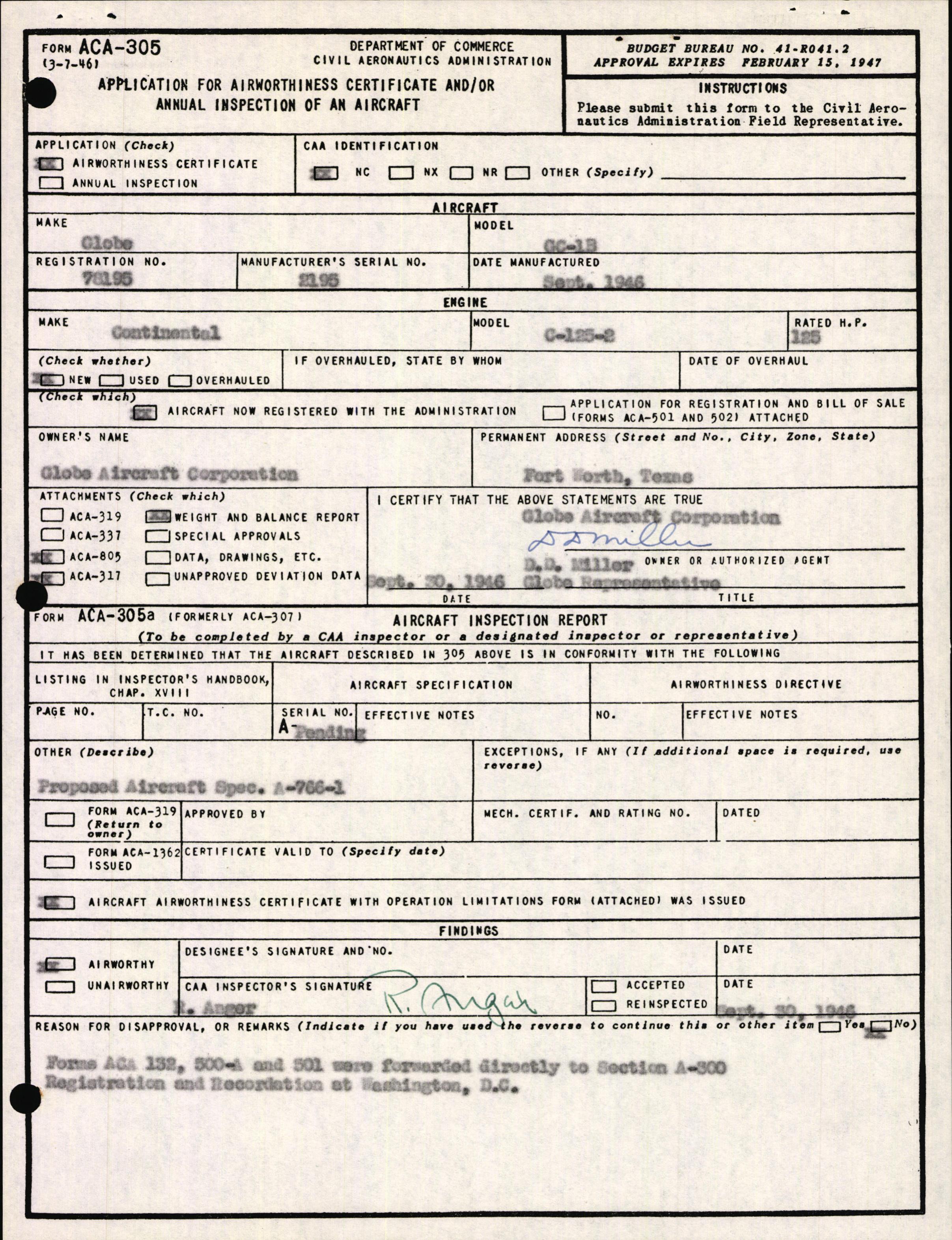 Sample page 3 from AirCorps Library document: Technical Information for Serial Number 2195