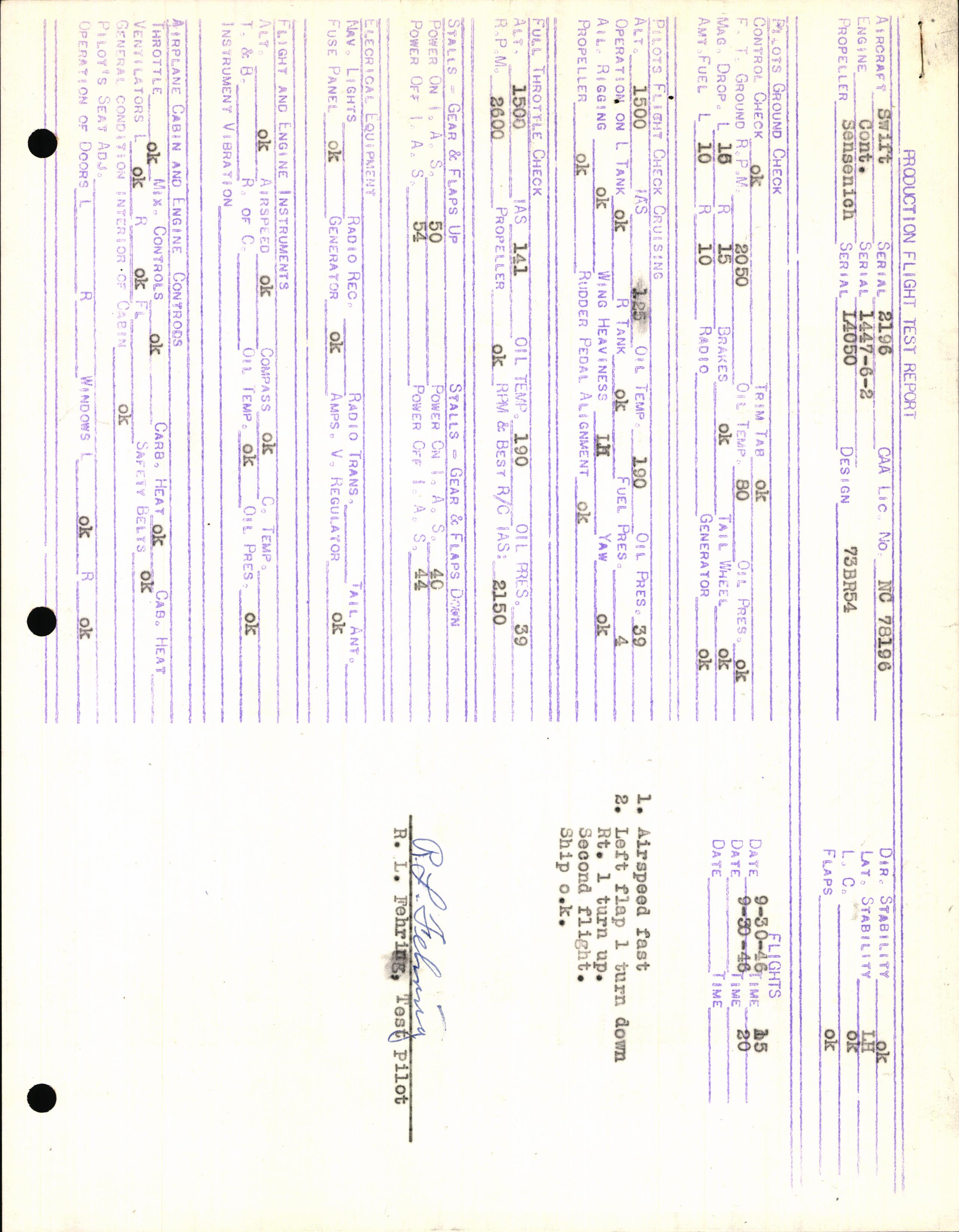 Sample page 3 from AirCorps Library document: Technical Information for Serial Number 2196