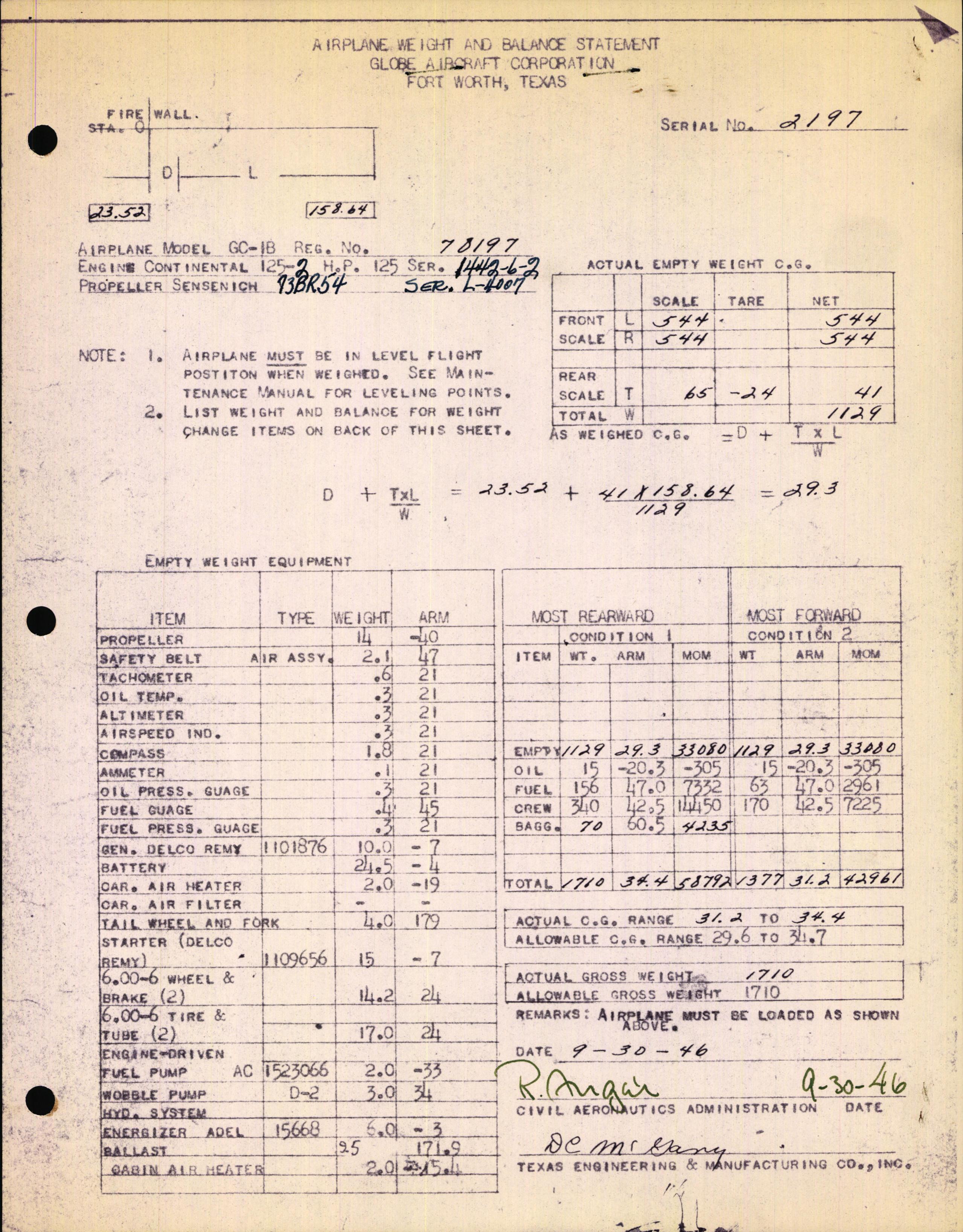 Sample page 3 from AirCorps Library document: Technical Information for Serial Number 2197
