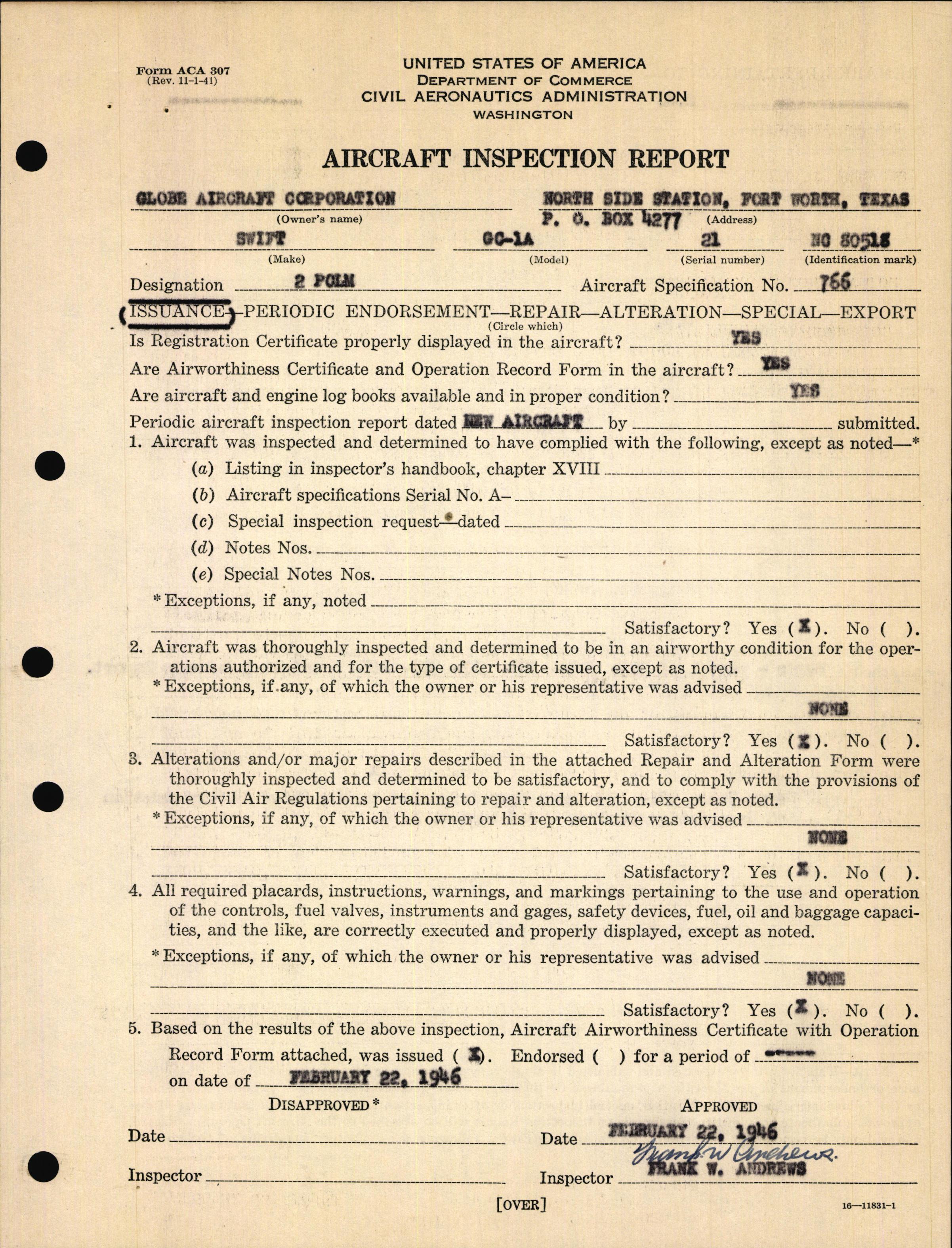 Sample page 5 from AirCorps Library document: Technical Information for Serial Number 21