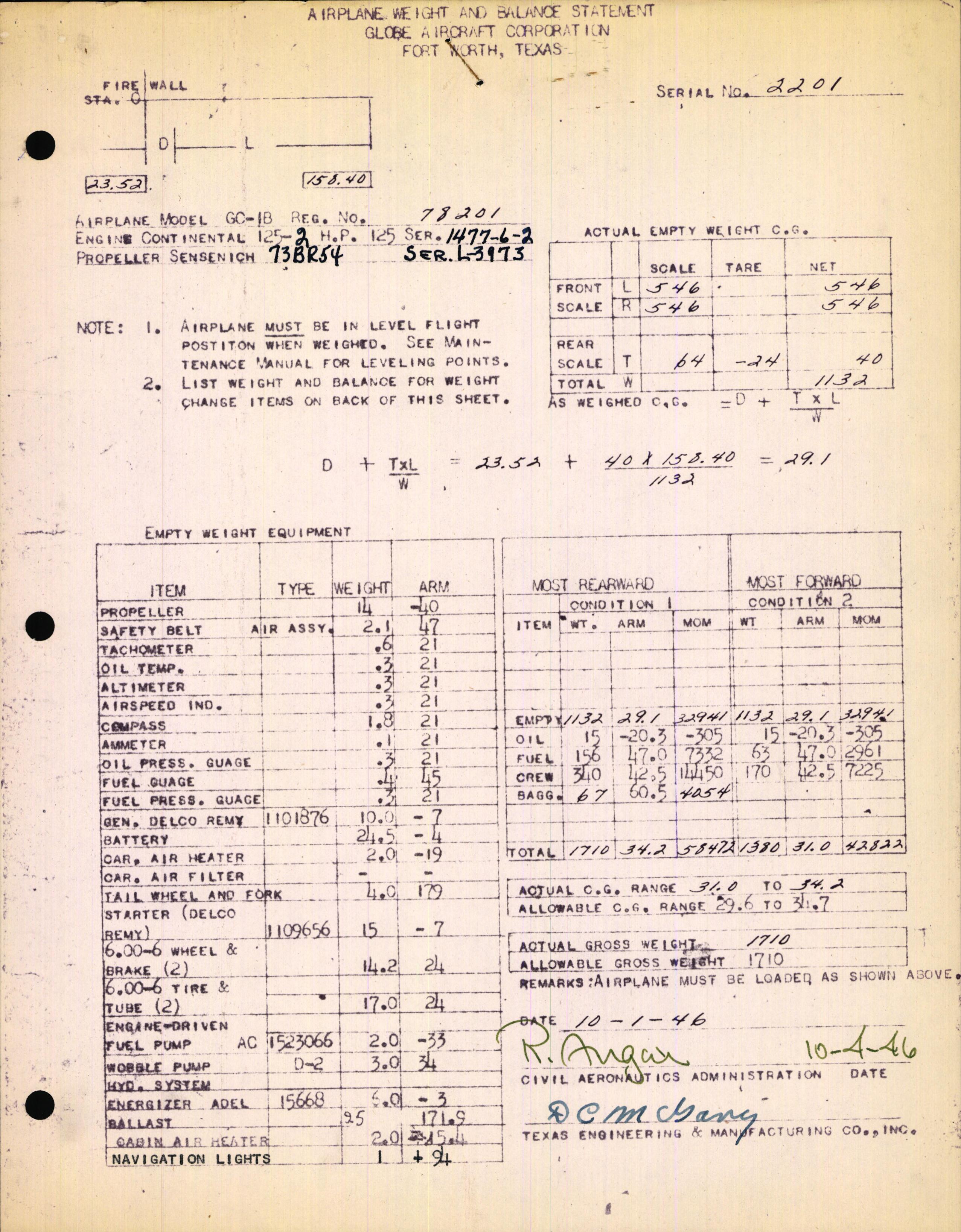 Sample page 3 from AirCorps Library document: Technical Information for Serial Number 2201