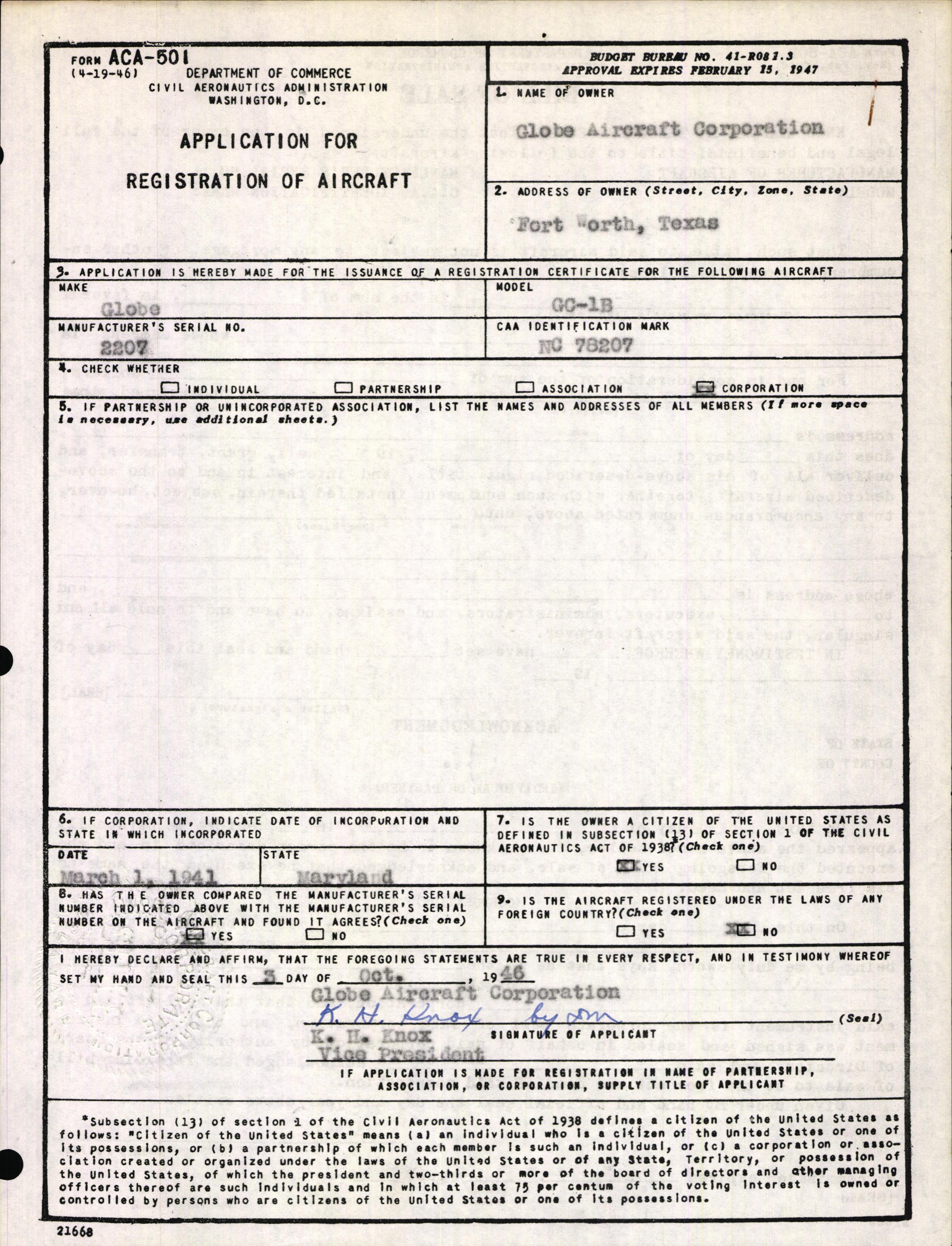 Sample page 3 from AirCorps Library document: Technical Information for Serial Number 2207