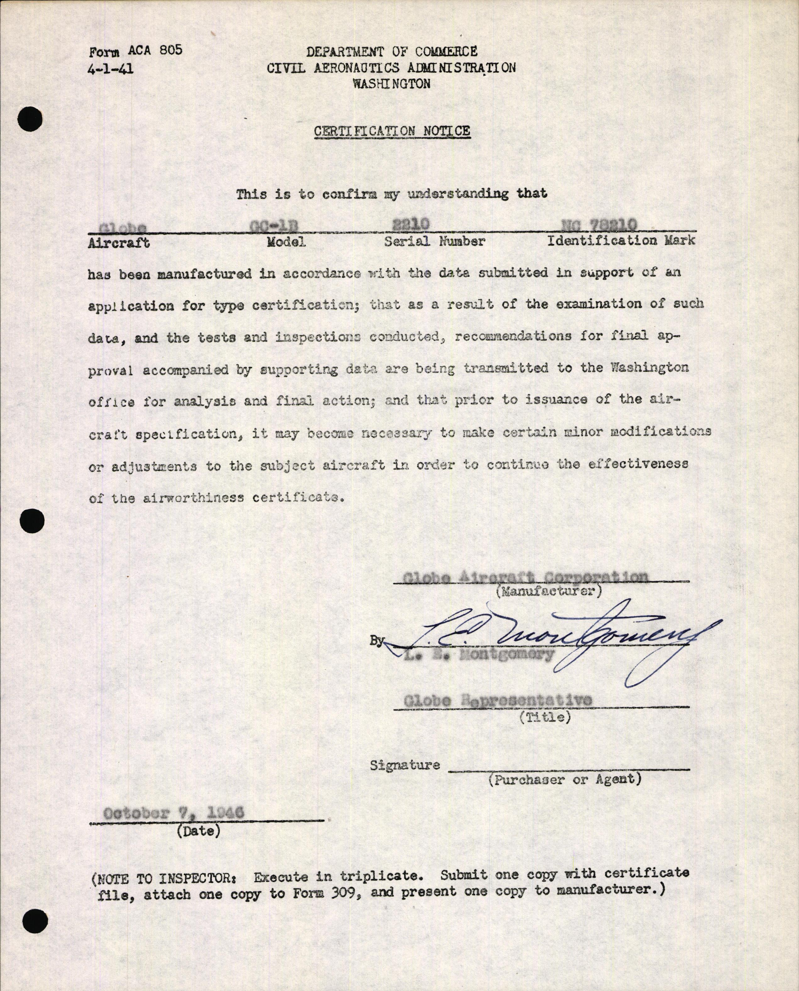 Sample page 3 from AirCorps Library document: Technical Information for Serial Number 2210