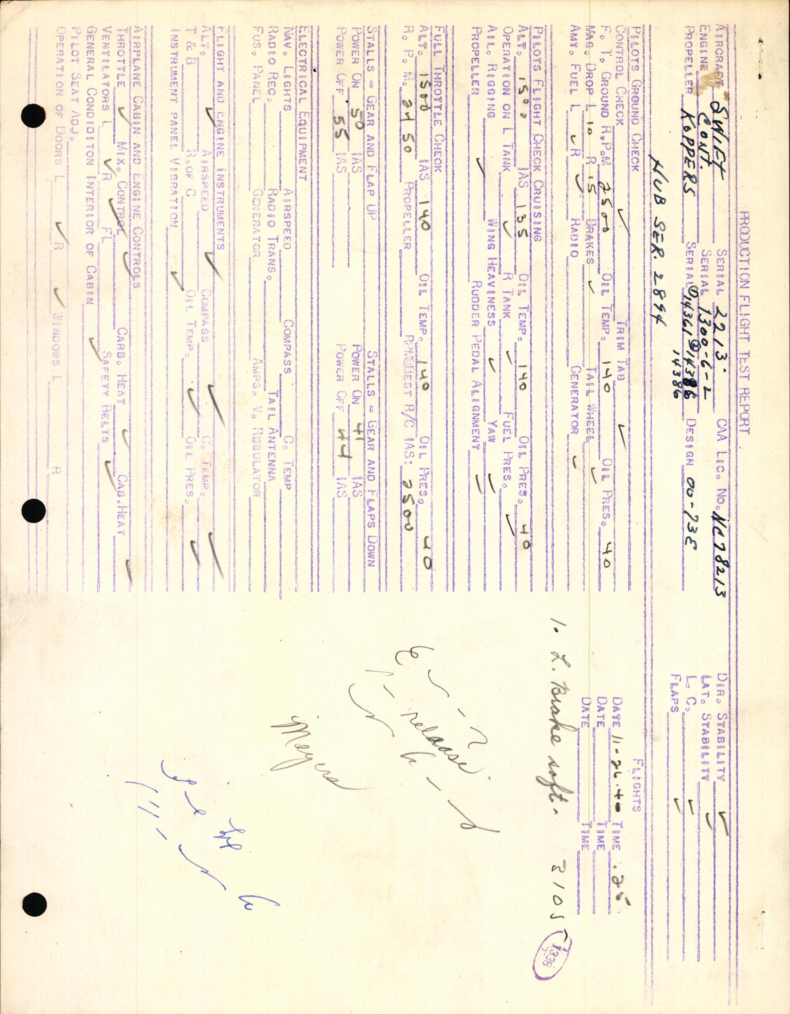 Sample page 3 from AirCorps Library document: Technical Information for Serial Number 2213