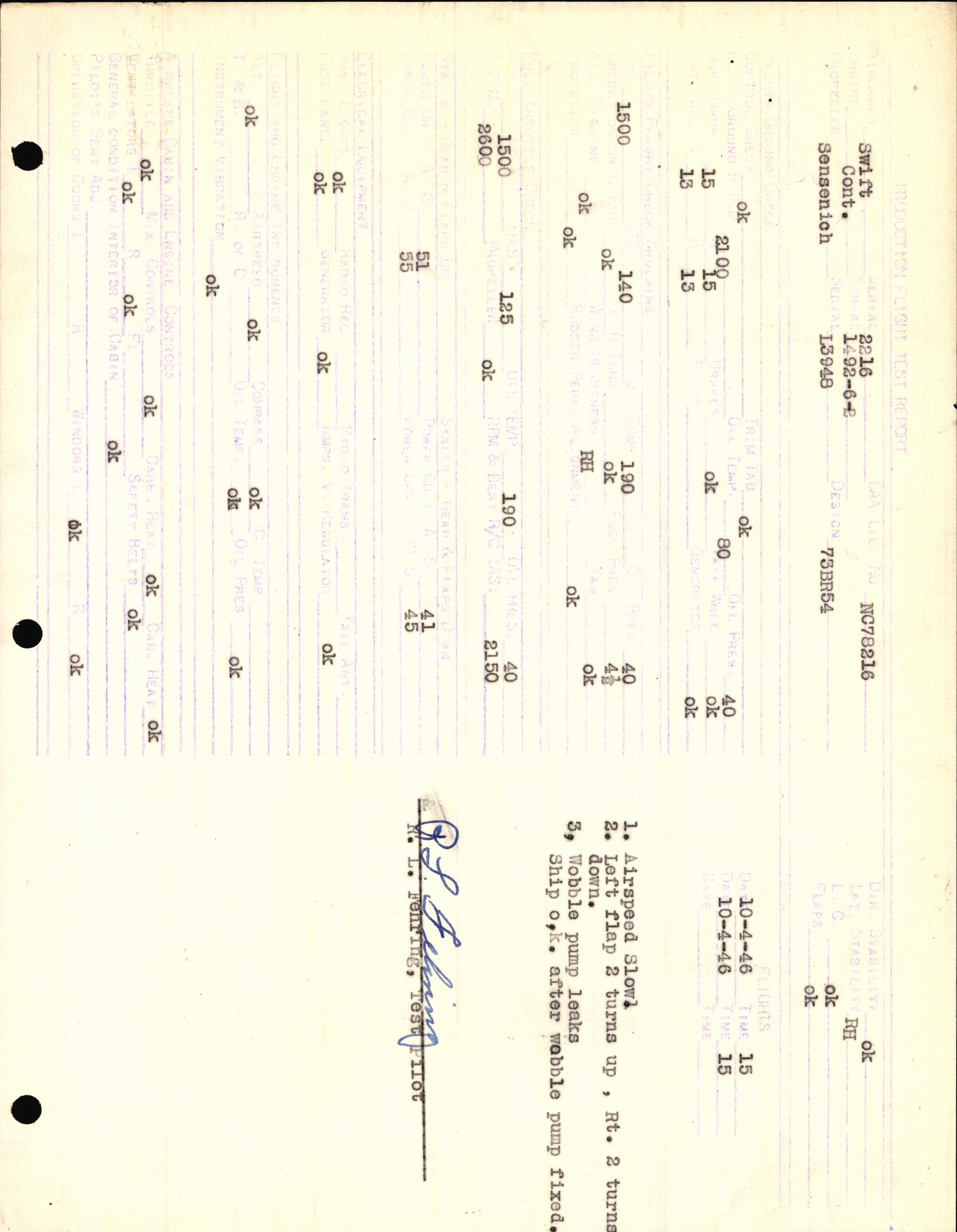 Sample page 3 from AirCorps Library document: Technical Information for Serial Number 2216