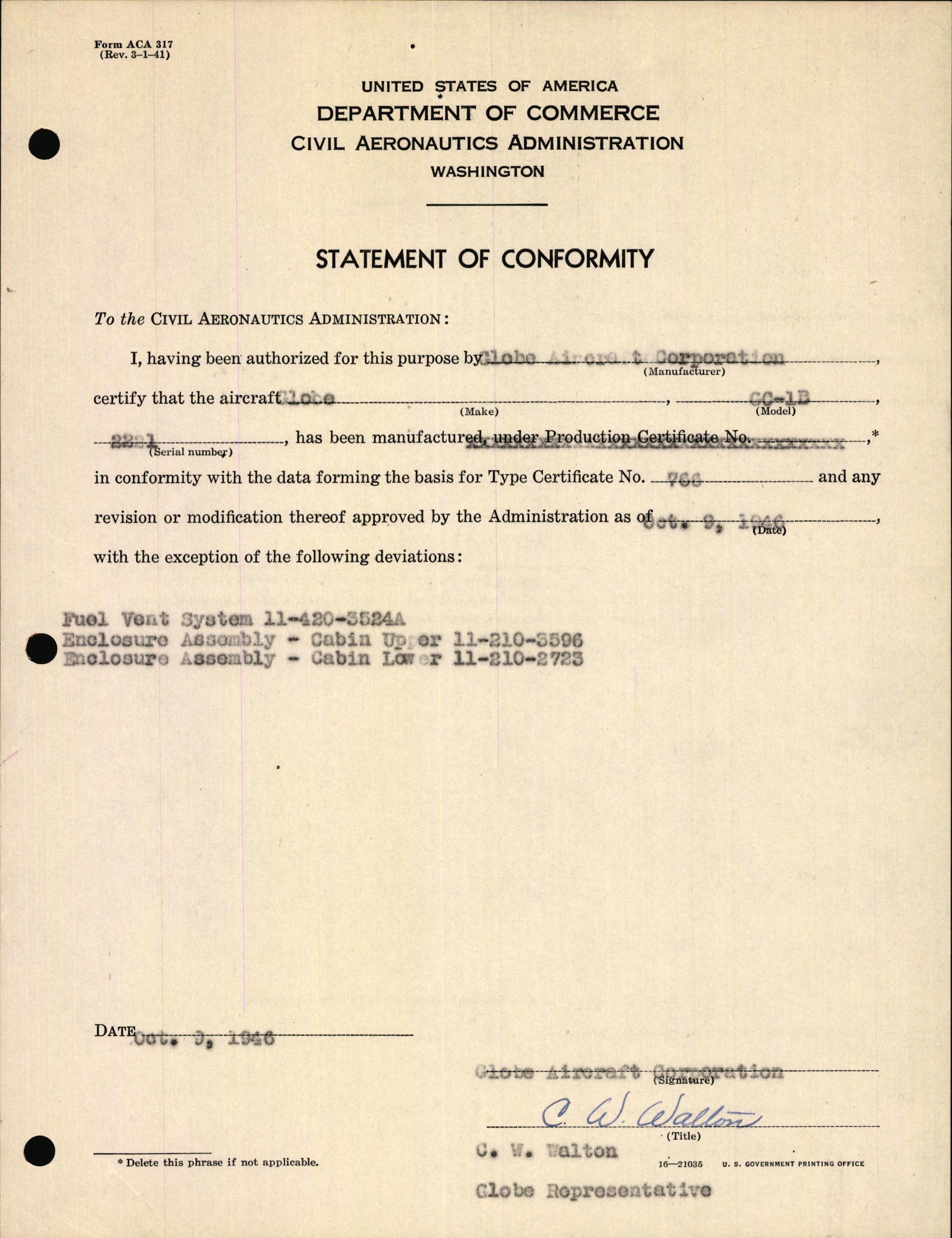 Sample page 3 from AirCorps Library document: Technical Information for Serial Number 2221