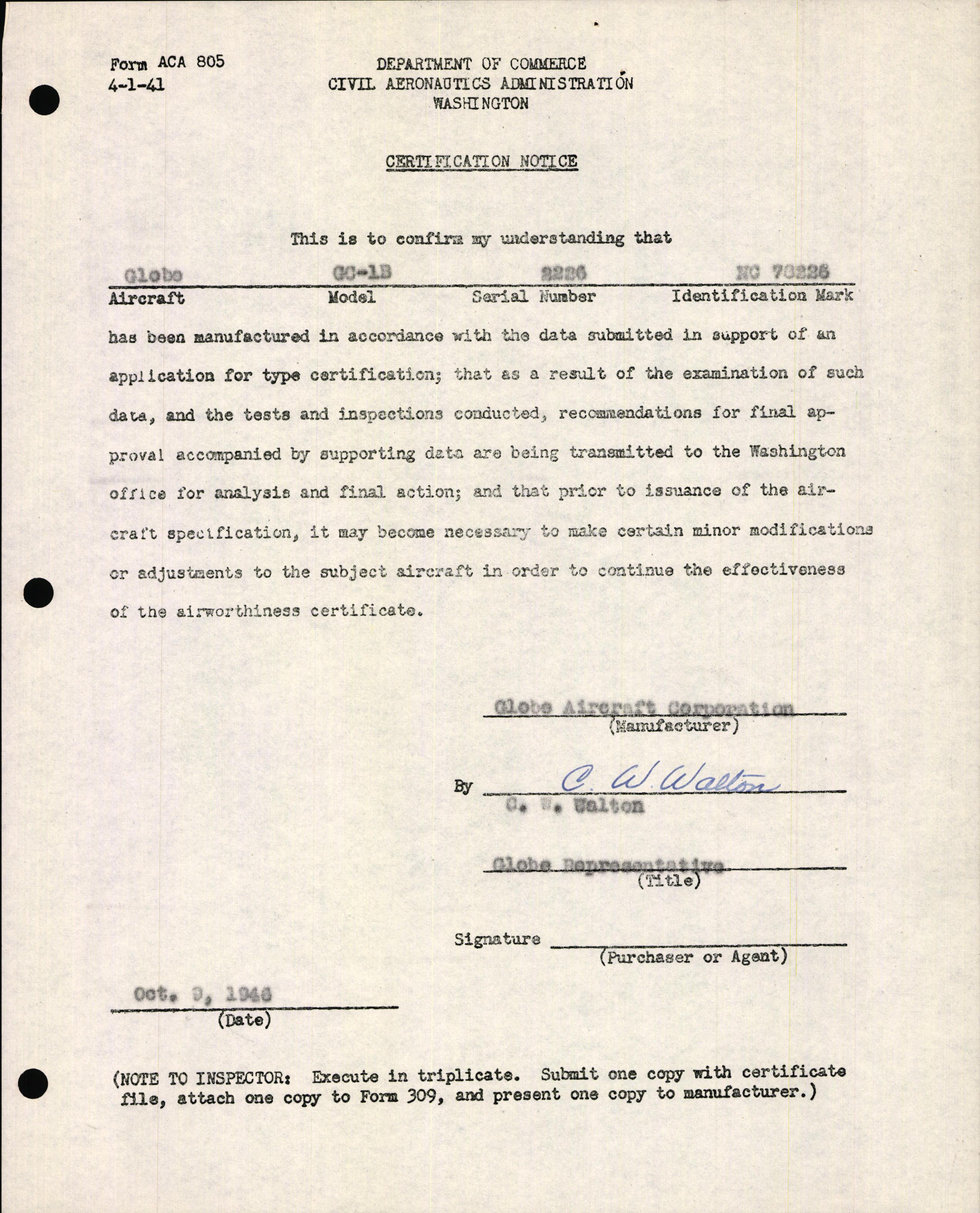 Sample page 3 from AirCorps Library document: Technical Information for Serial Number 2226