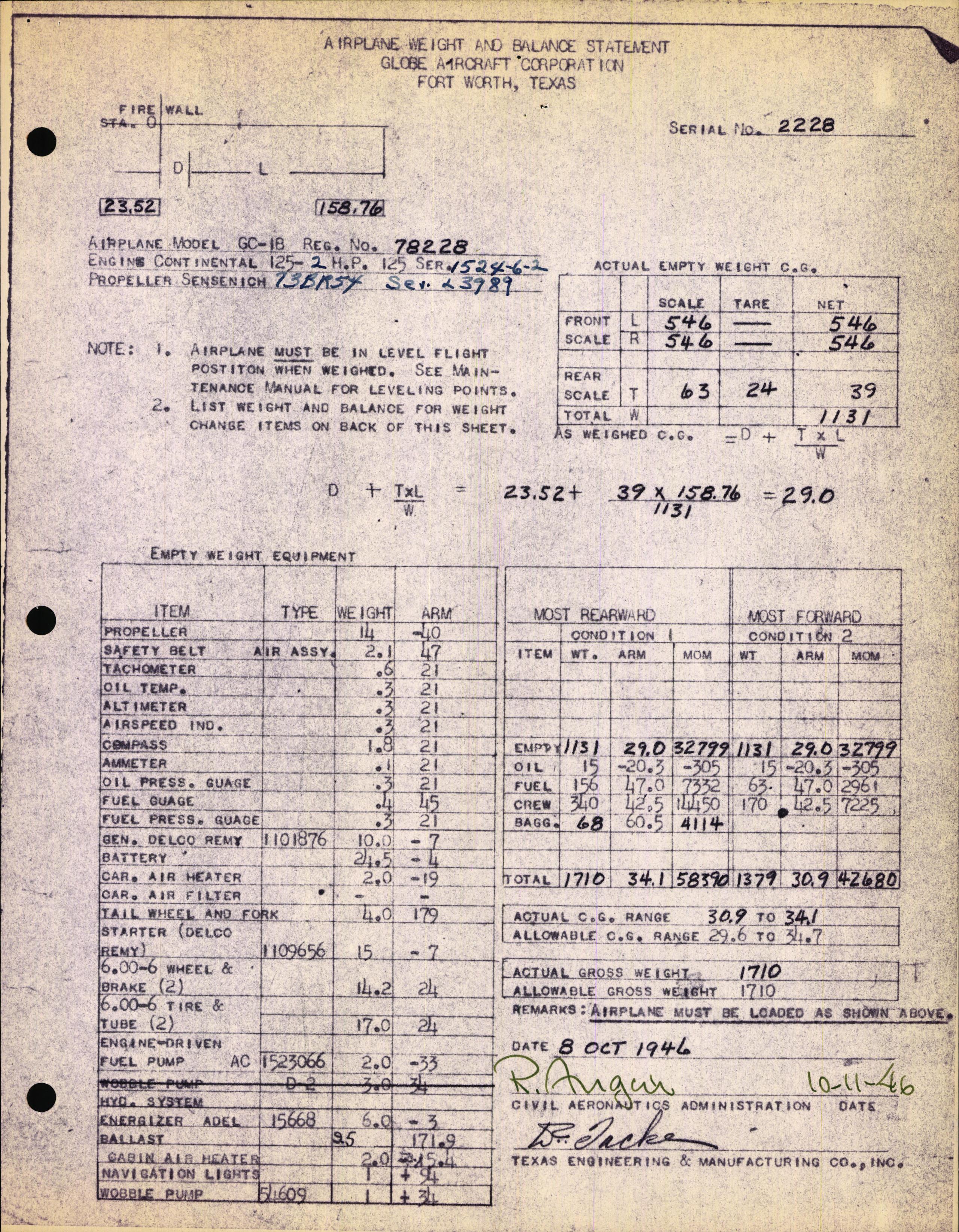 Sample page 3 from AirCorps Library document: Technical Information for Serial Number 2228