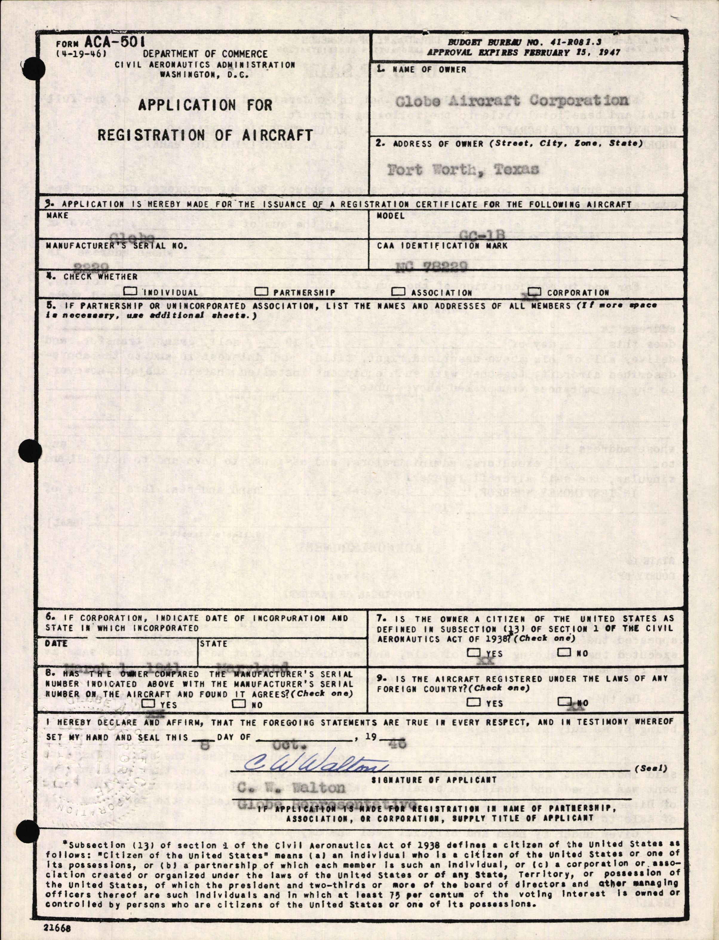 Sample page 3 from AirCorps Library document: Technical Information for Serial Number 2229