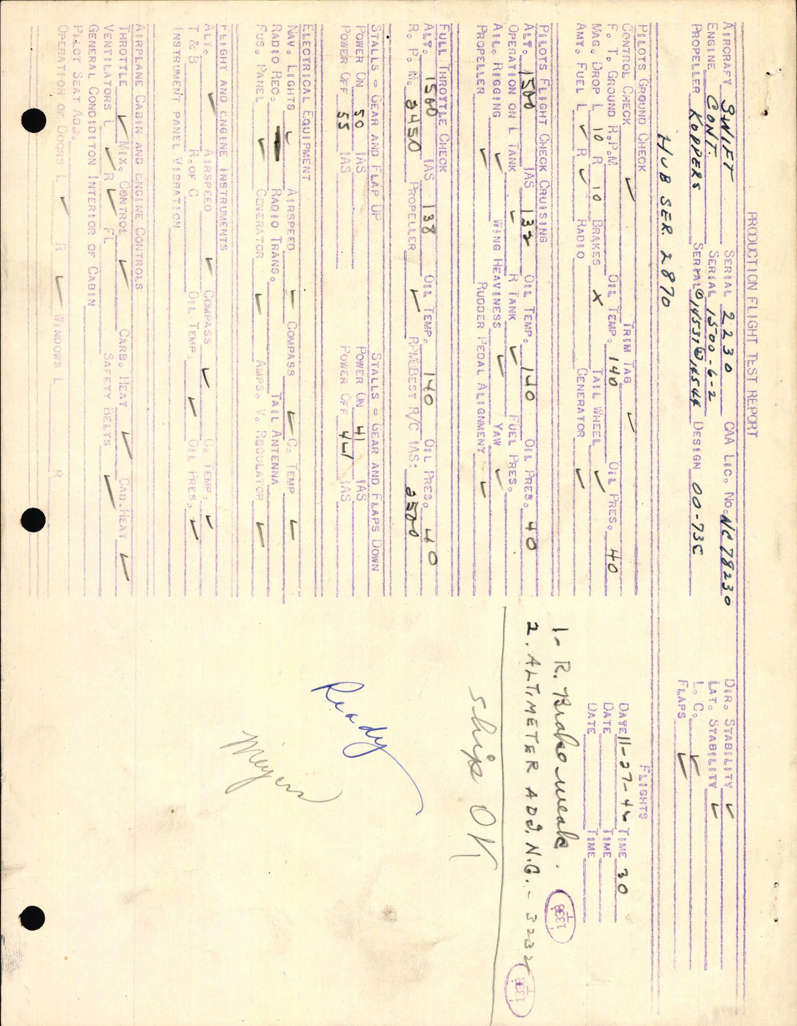 Sample page 3 from AirCorps Library document: Technical Information for Serial Number 2230