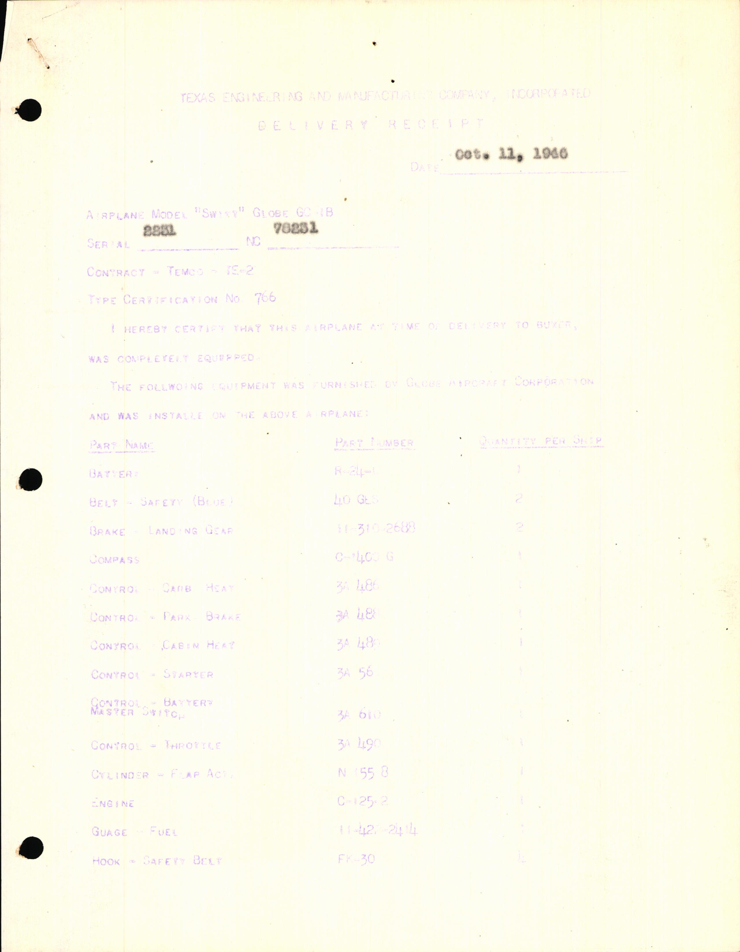 Sample page 3 from AirCorps Library document: Technical Information for Serial Number 2231