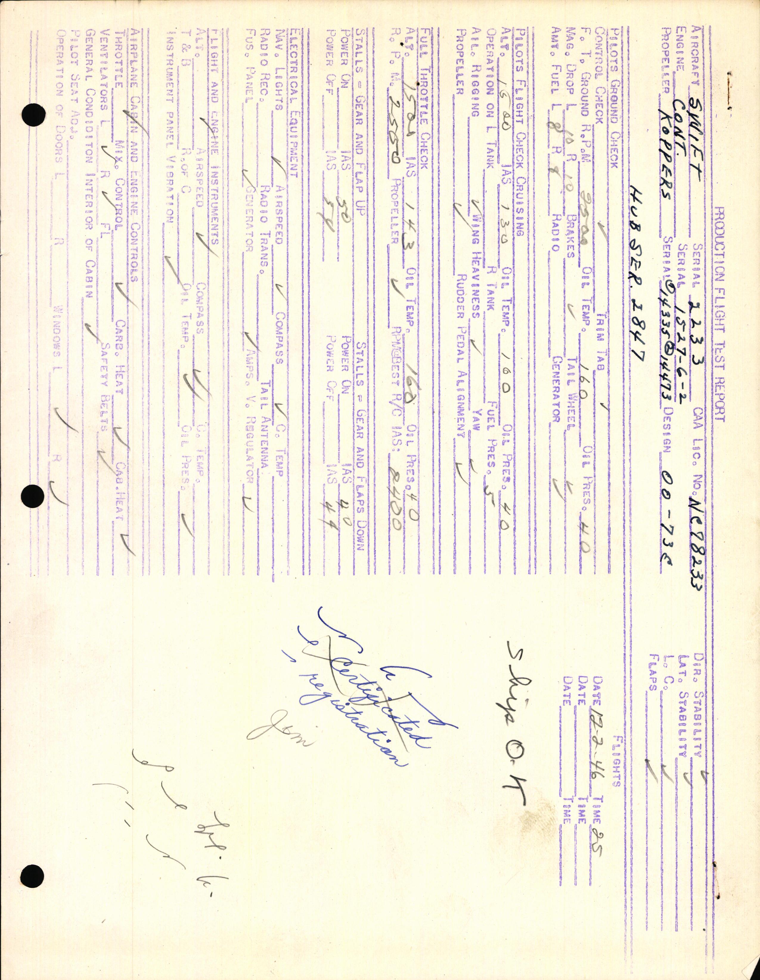 Sample page 3 from AirCorps Library document: Technical Information for Serial Number 2233