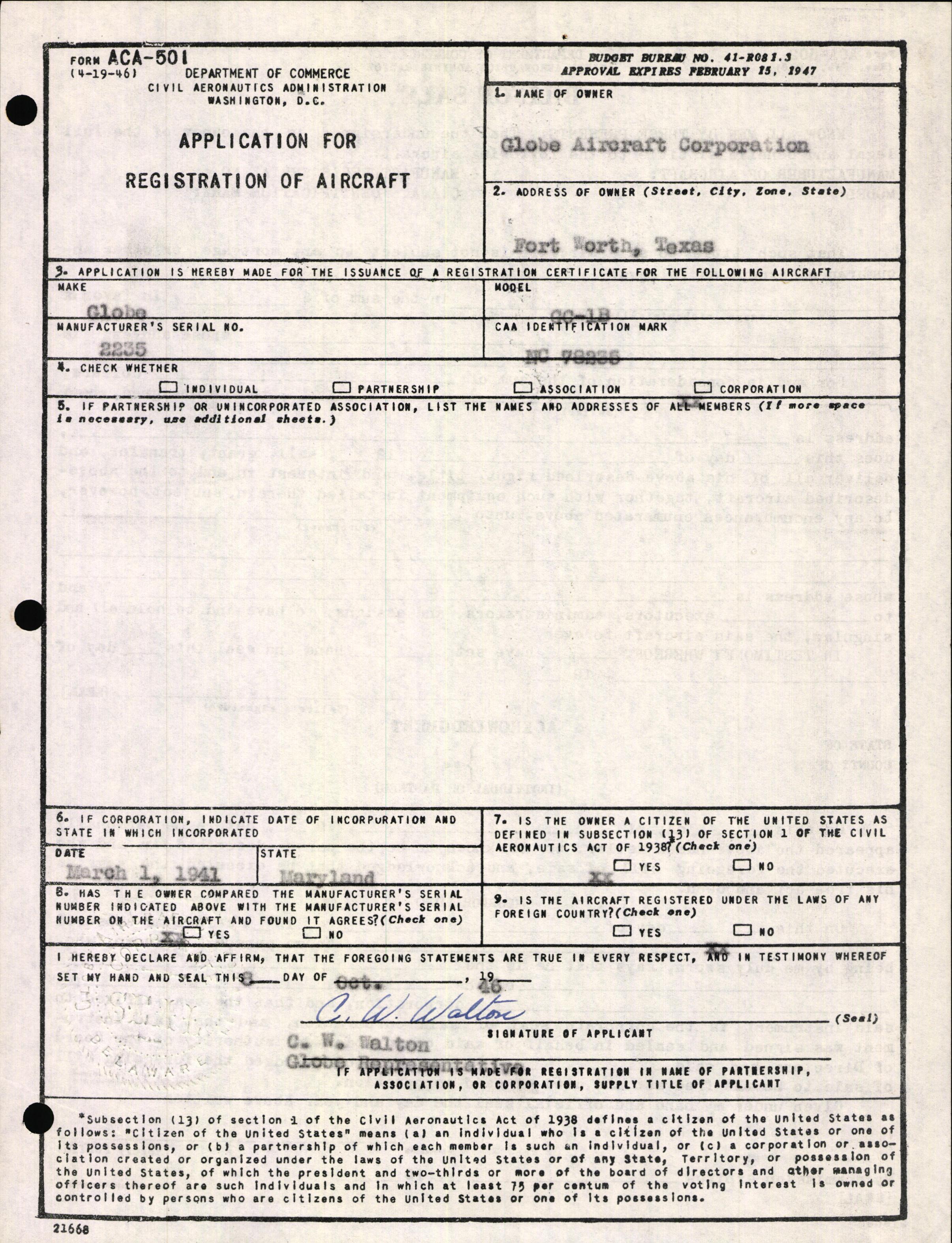 Sample page 3 from AirCorps Library document: Technical Information for Serial Number 2235