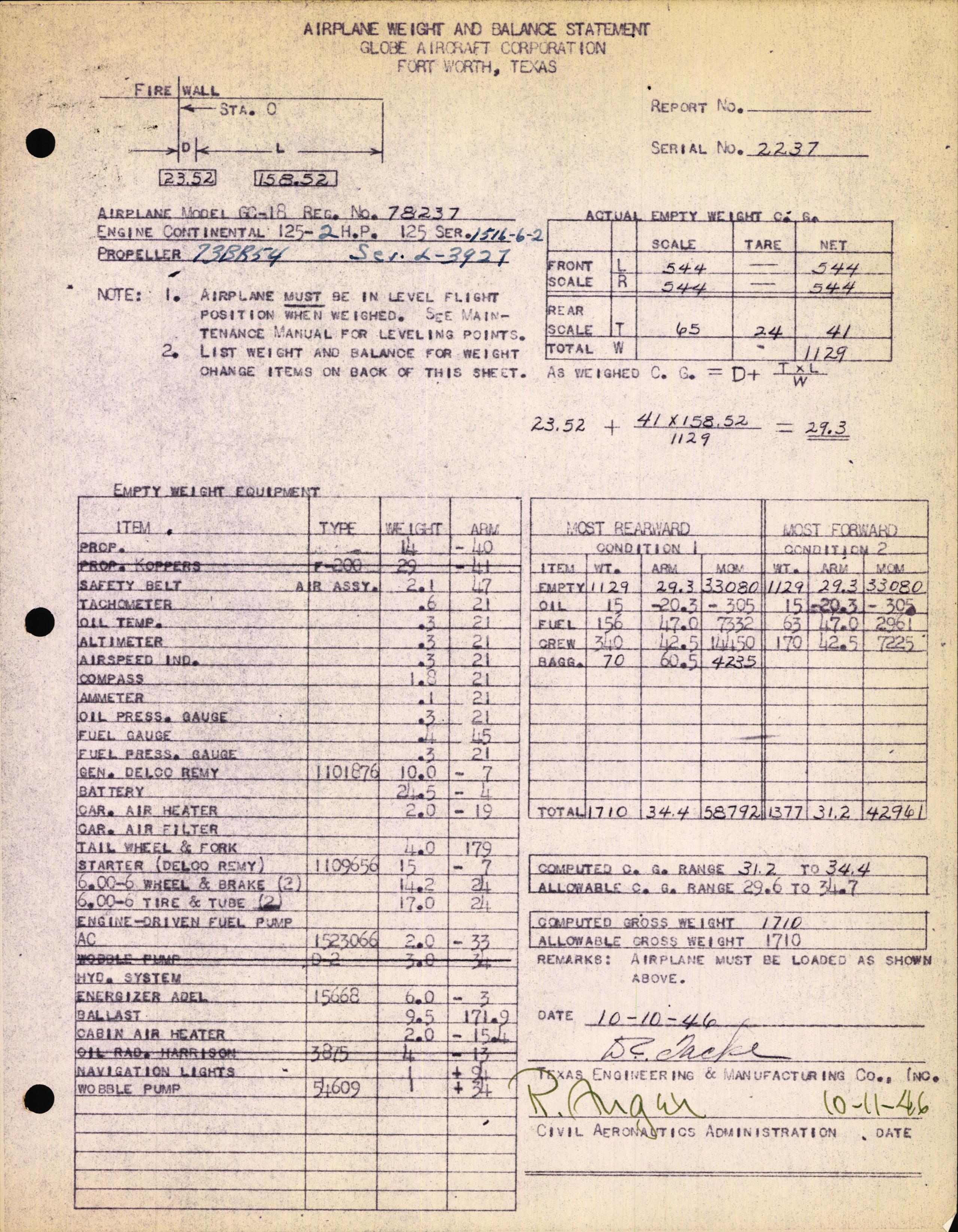 Sample page 3 from AirCorps Library document: Technical Information for Serial Number 2237