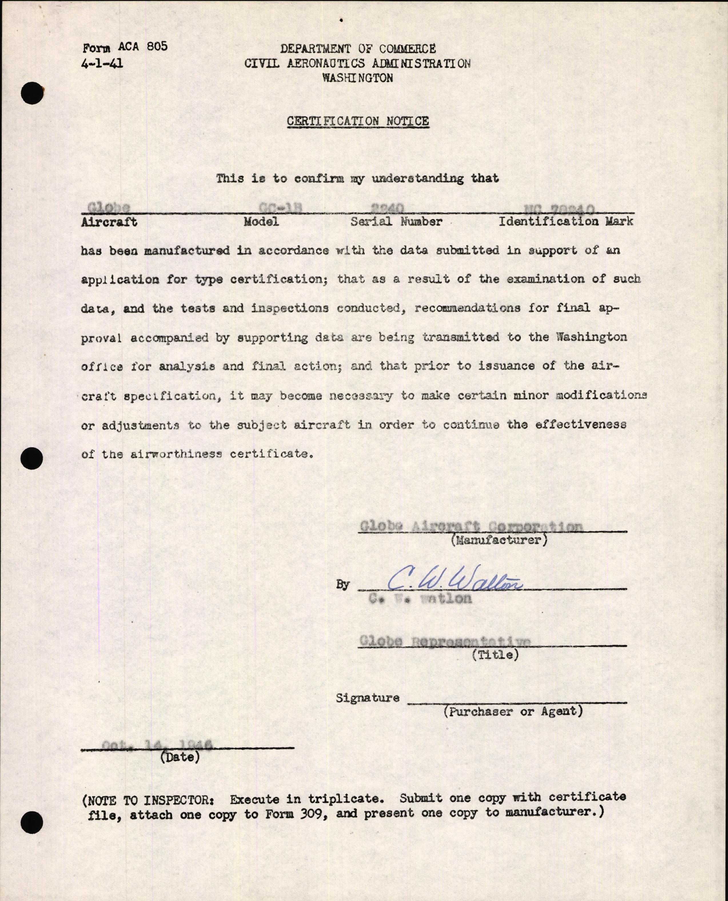 Sample page 3 from AirCorps Library document: Technical Information for Serial Number 2240
