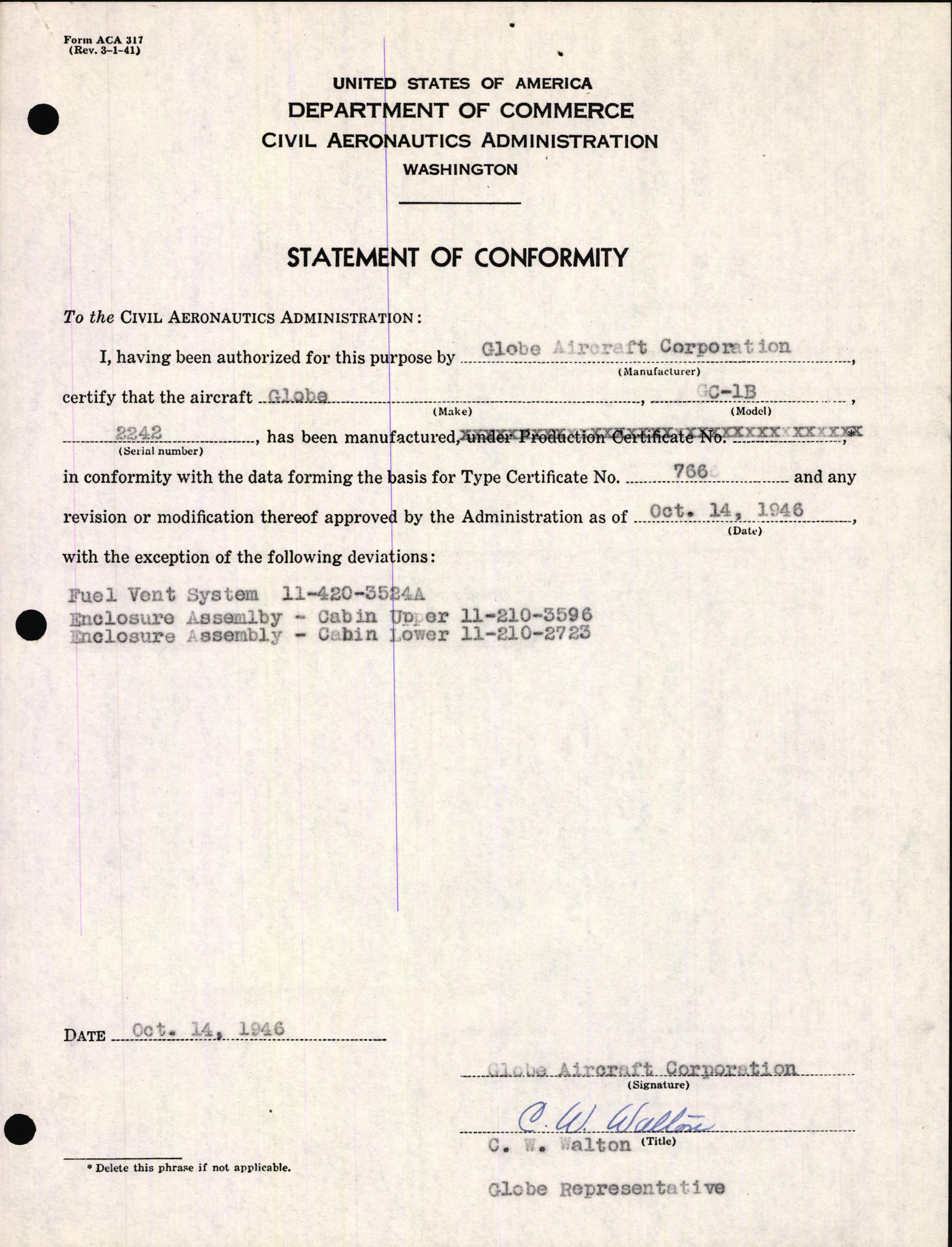 Sample page 3 from AirCorps Library document: Technical Information for Serial Number 2242