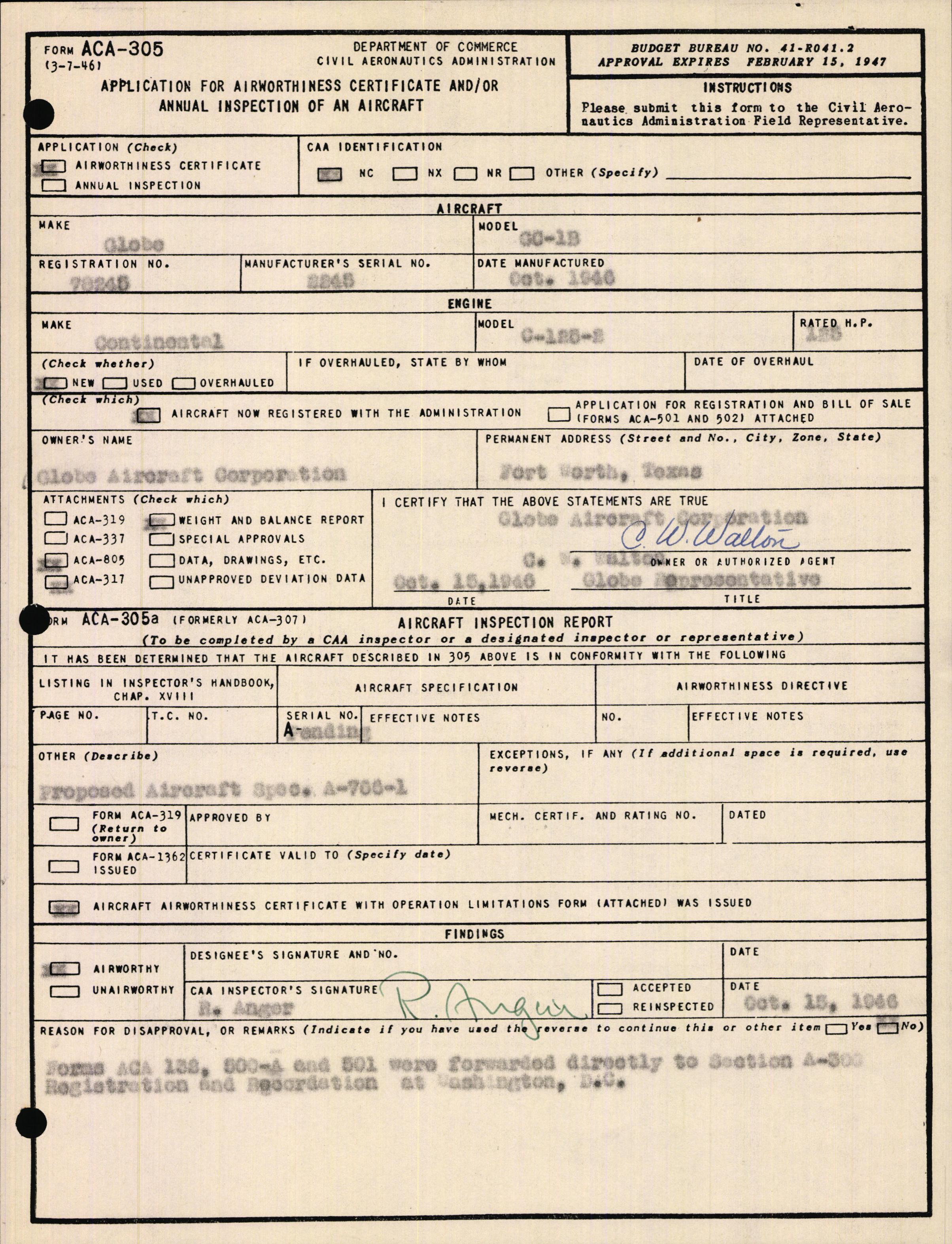 Sample page 3 from AirCorps Library document: Technical Information for Serial Number 2245