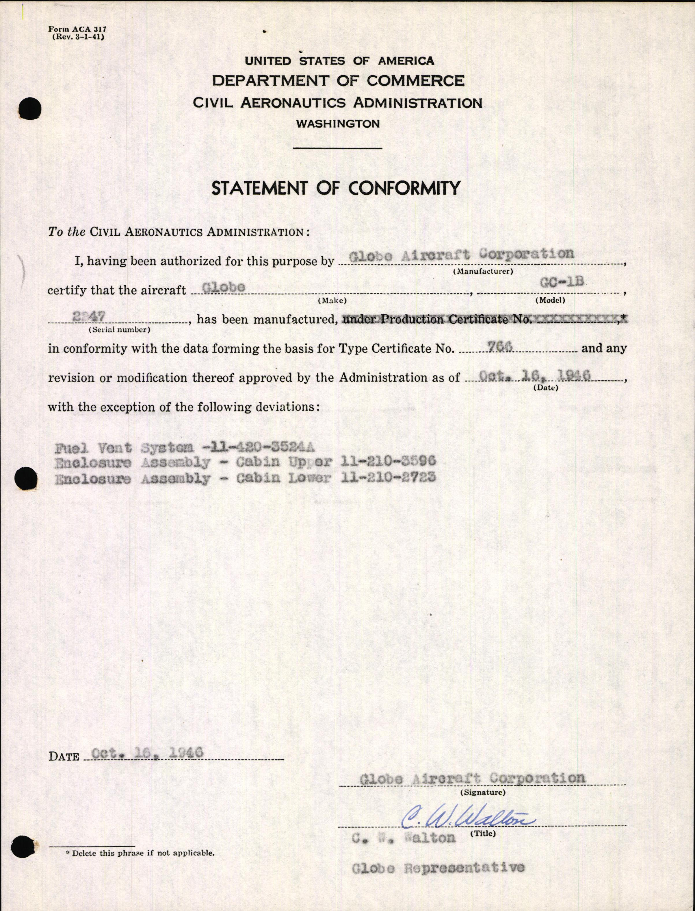 Sample page 3 from AirCorps Library document: Technical Information for Serial Number 2247