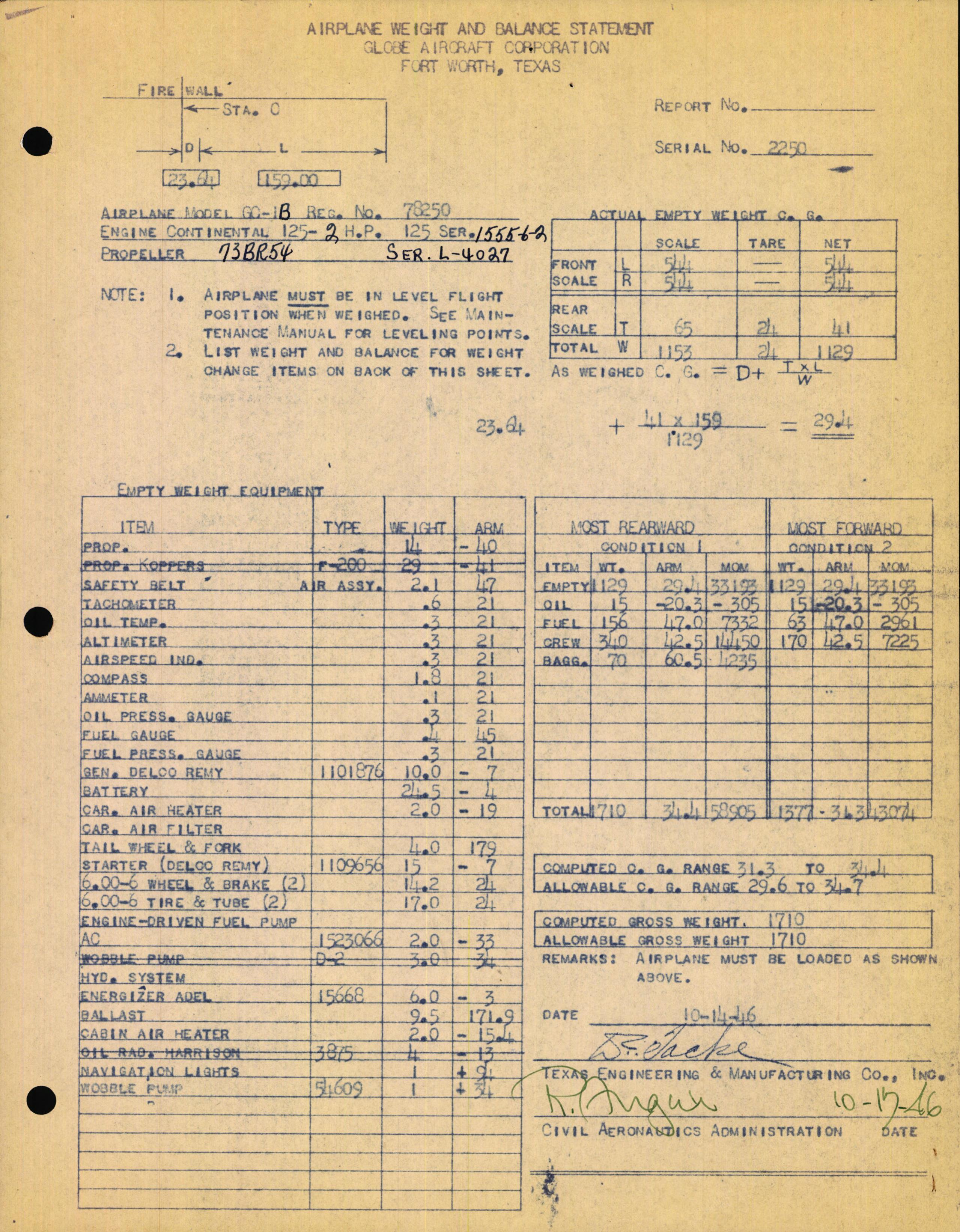 Sample page 3 from AirCorps Library document: Technical Information for Serial Number 2250