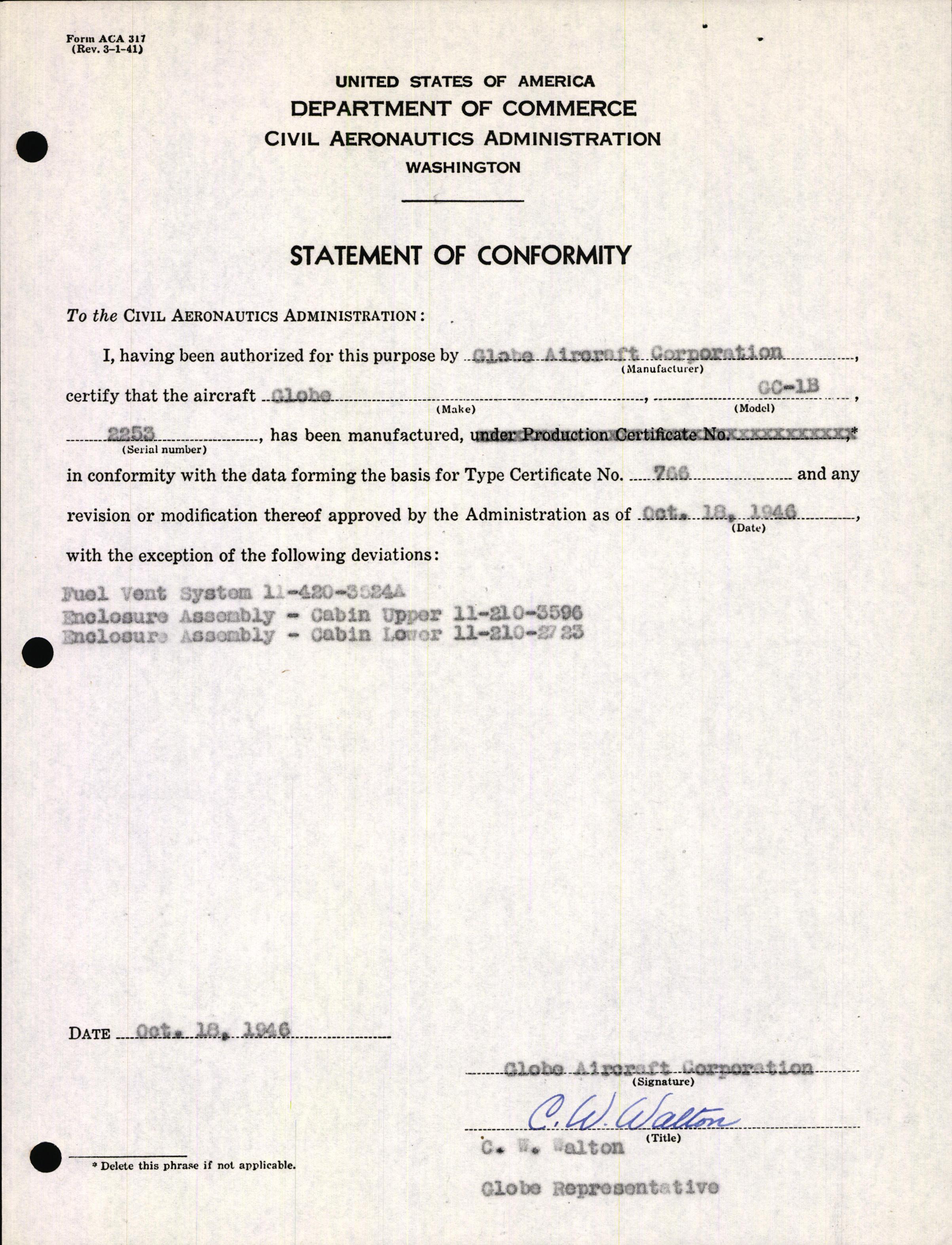 Sample page 3 from AirCorps Library document: Technical Information for Serial Number 2253