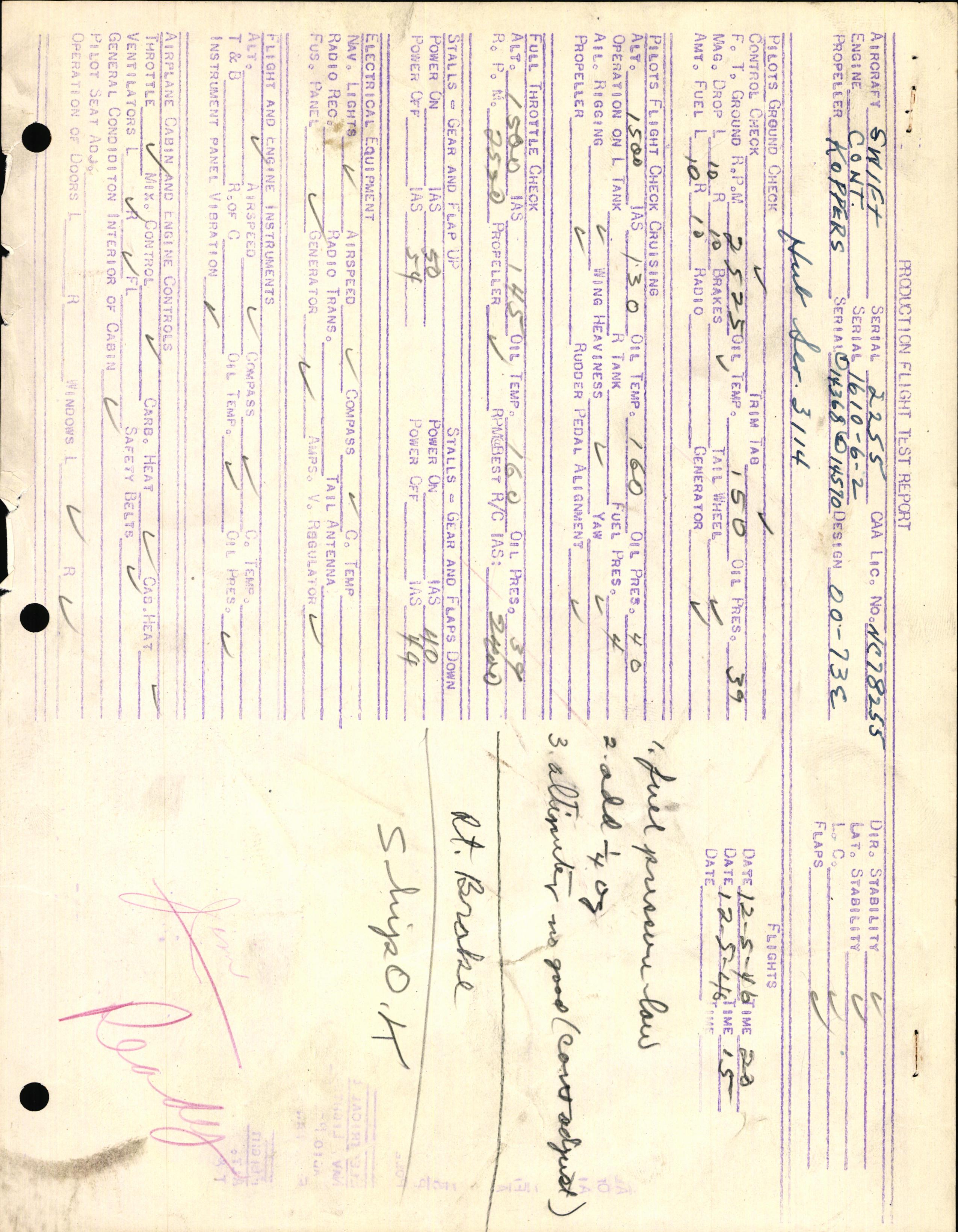 Sample page 3 from AirCorps Library document: Technical Information for Serial Number 2255