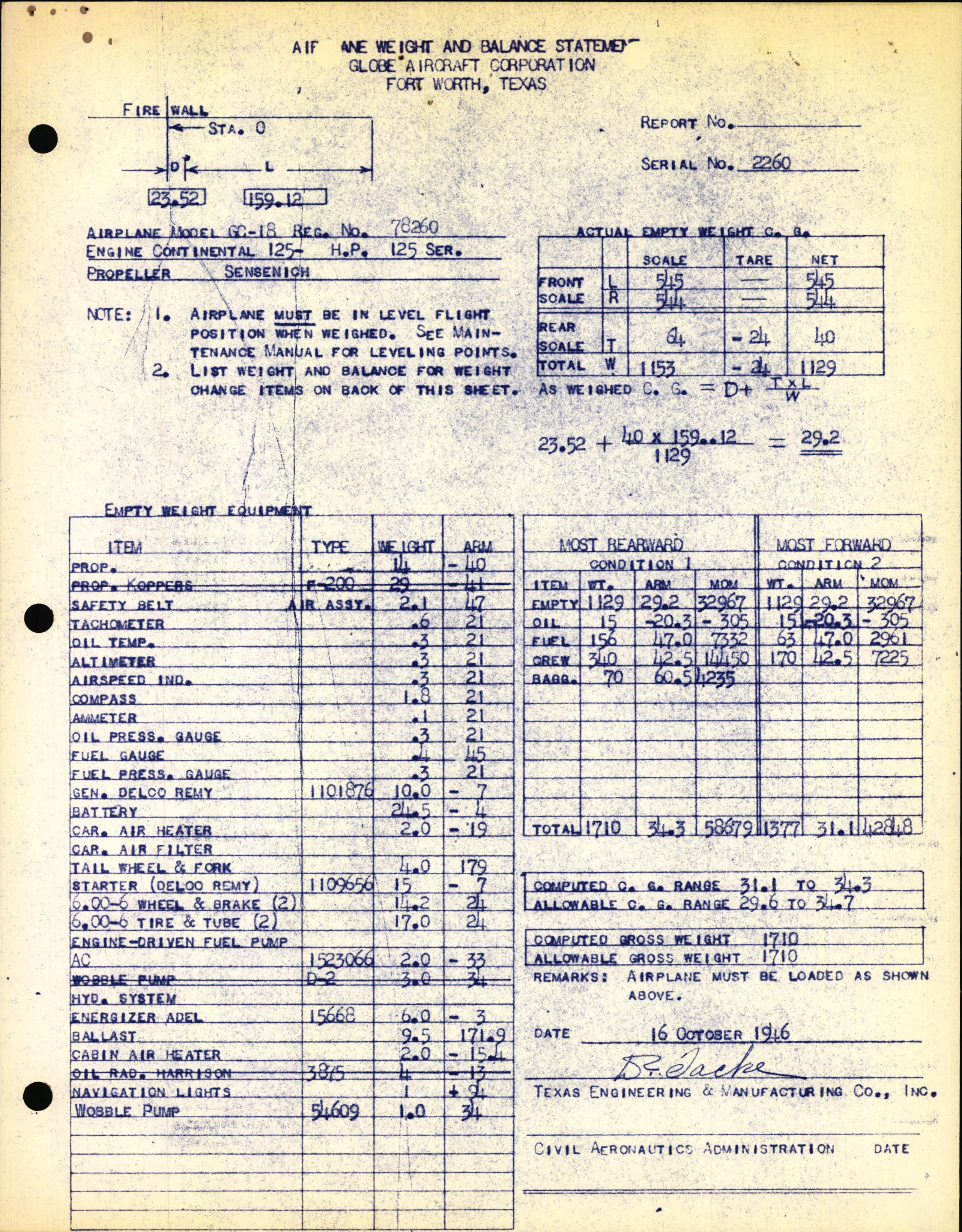 Sample page 3 from AirCorps Library document: Technical Information for Serial Number 2260