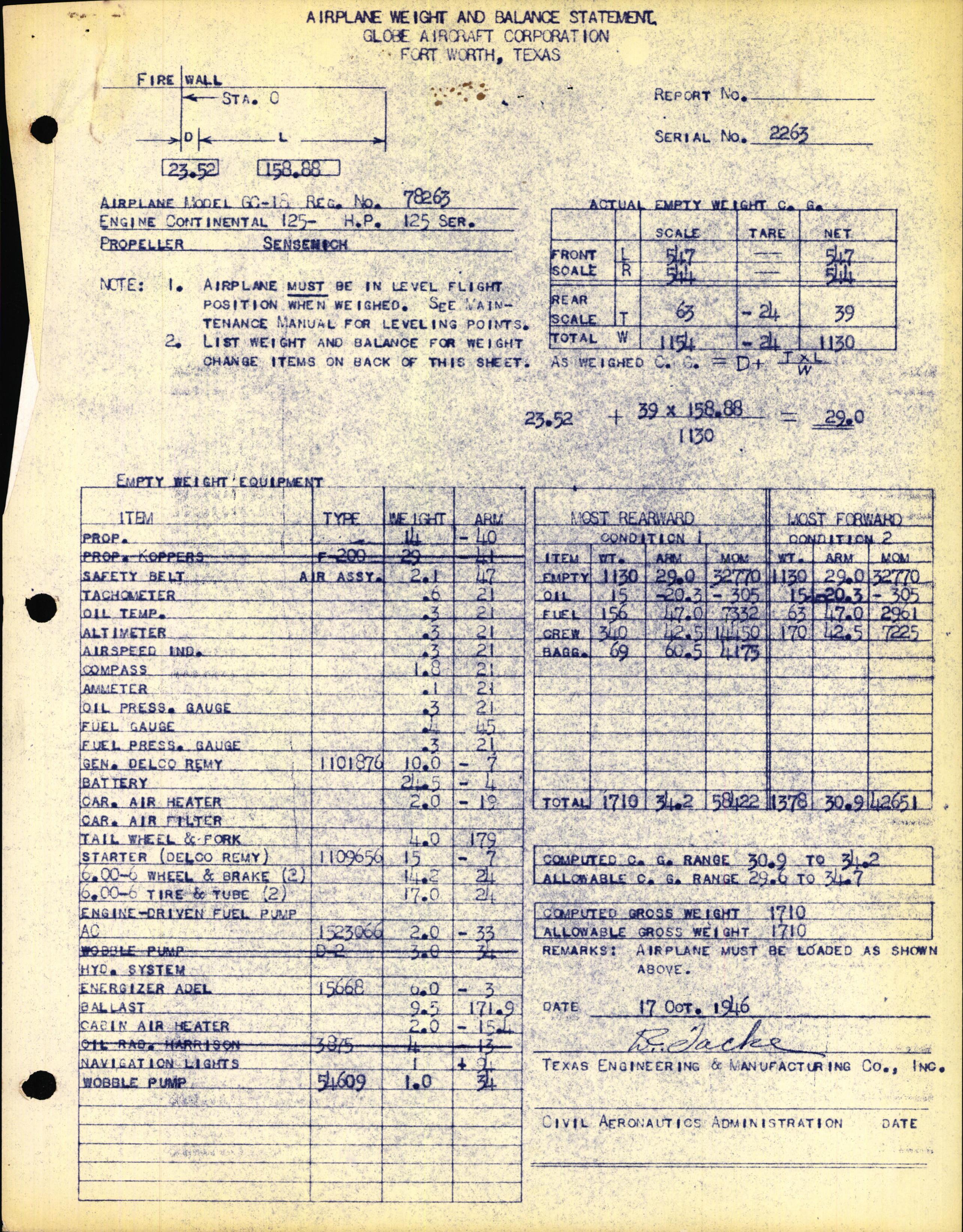 Sample page 3 from AirCorps Library document: Technical Information for Serial Number 2263