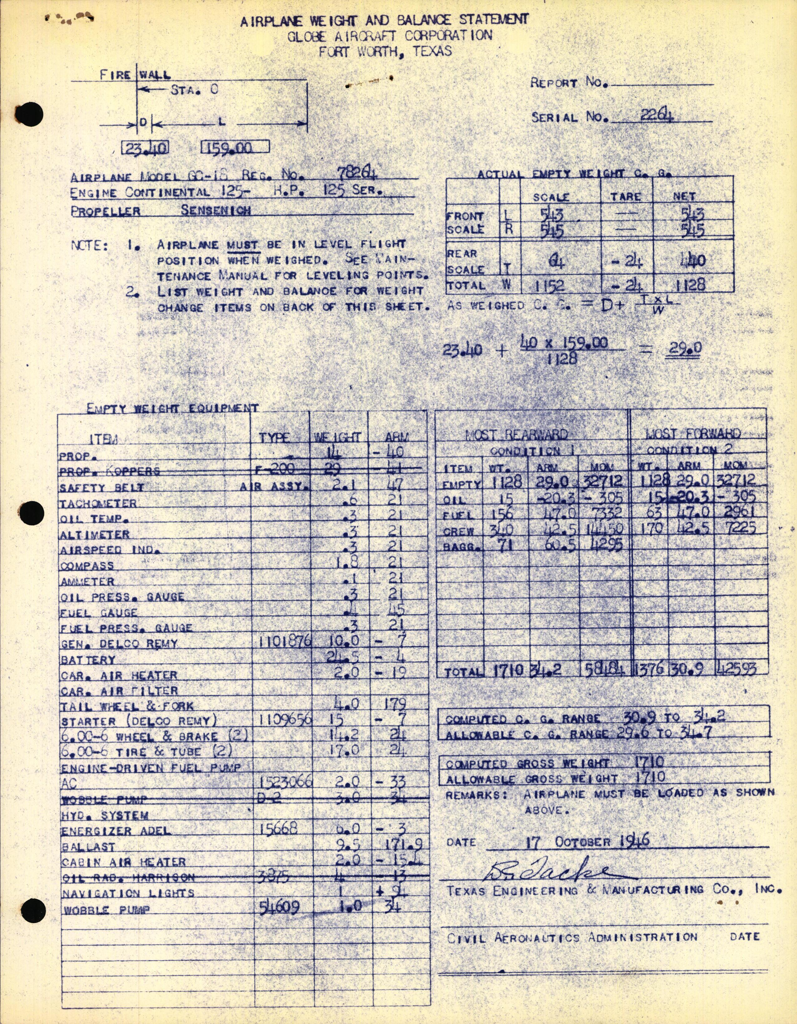 Sample page 3 from AirCorps Library document: Technical Information for Serial Number 2264